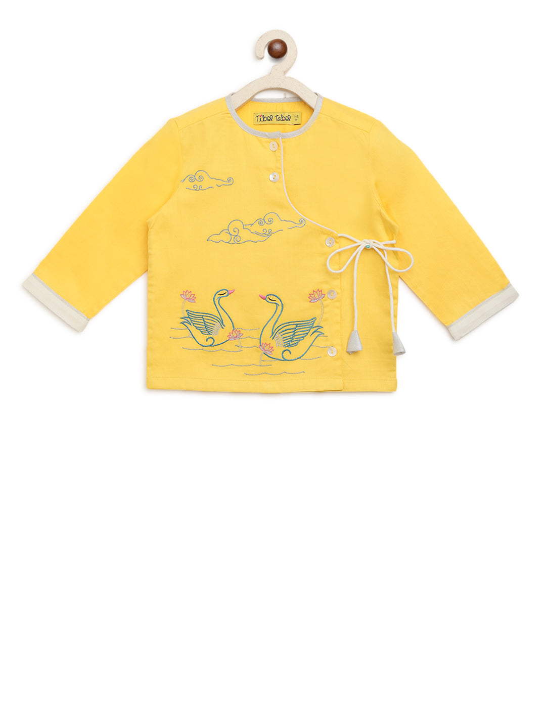Baby Boy Yellow Embroidered Swan Dhoti Set