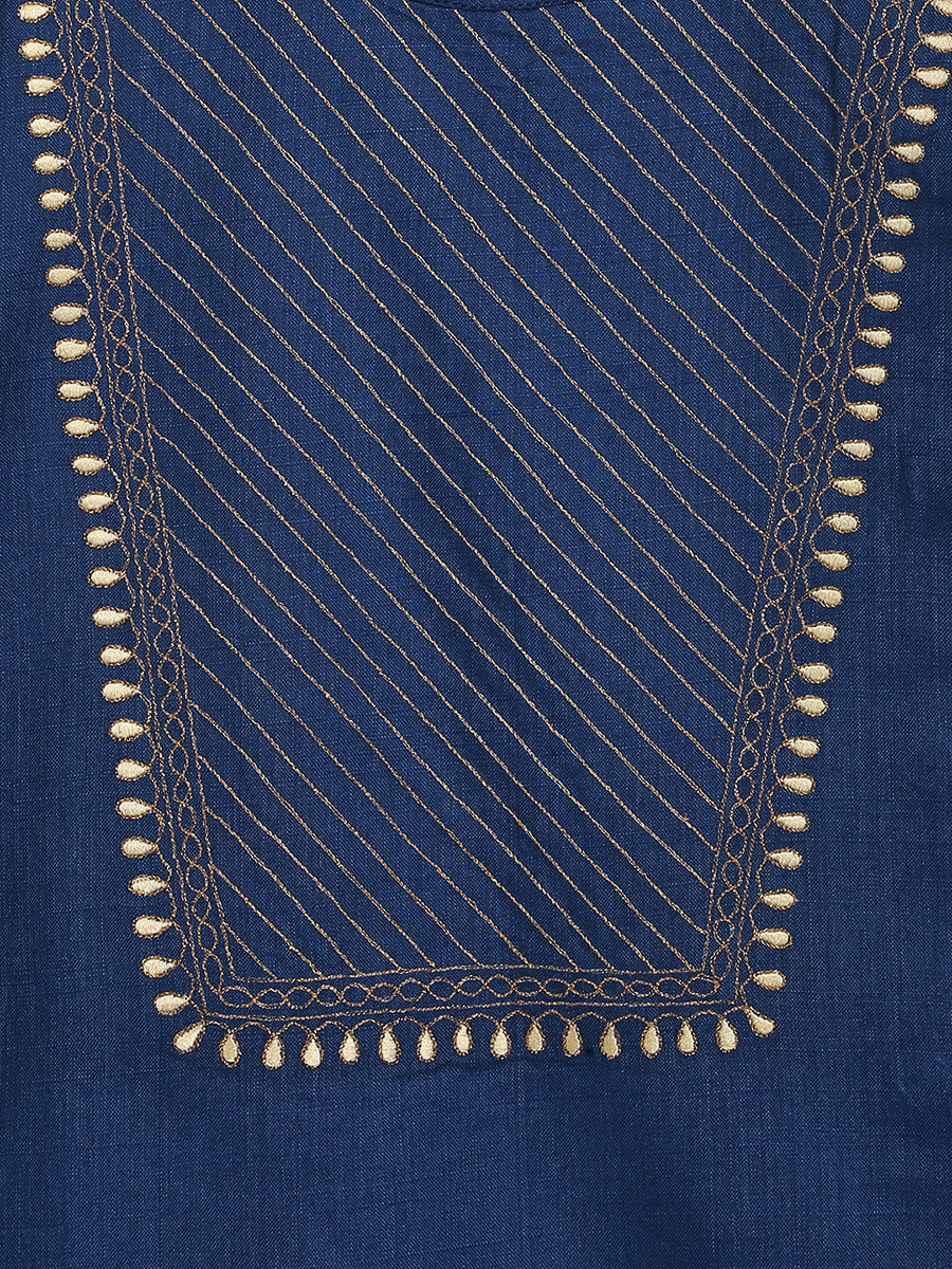 Boys Silk Blue Dhoti Set - Image 7