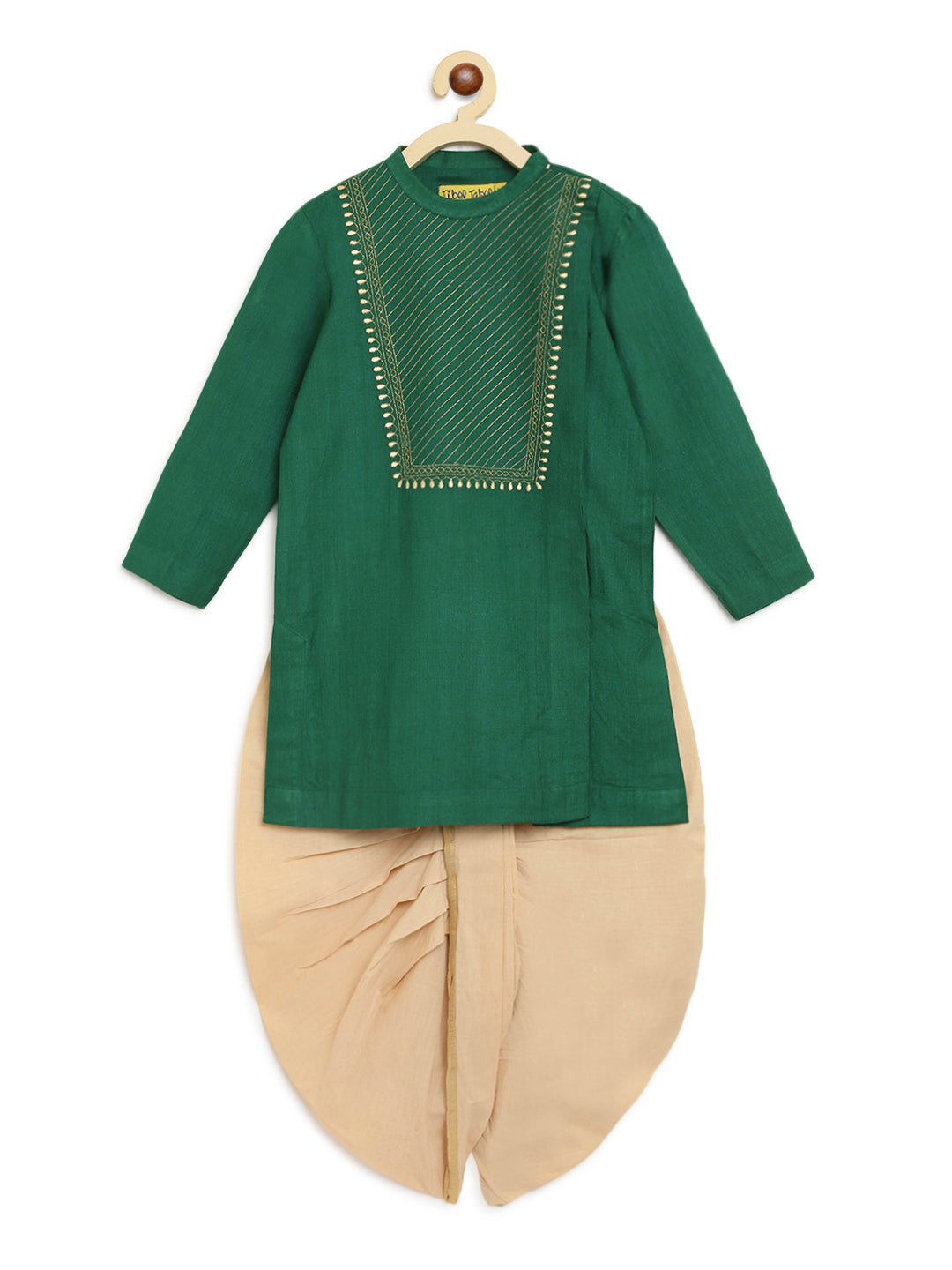 Boys Silk Green Dhoti Set