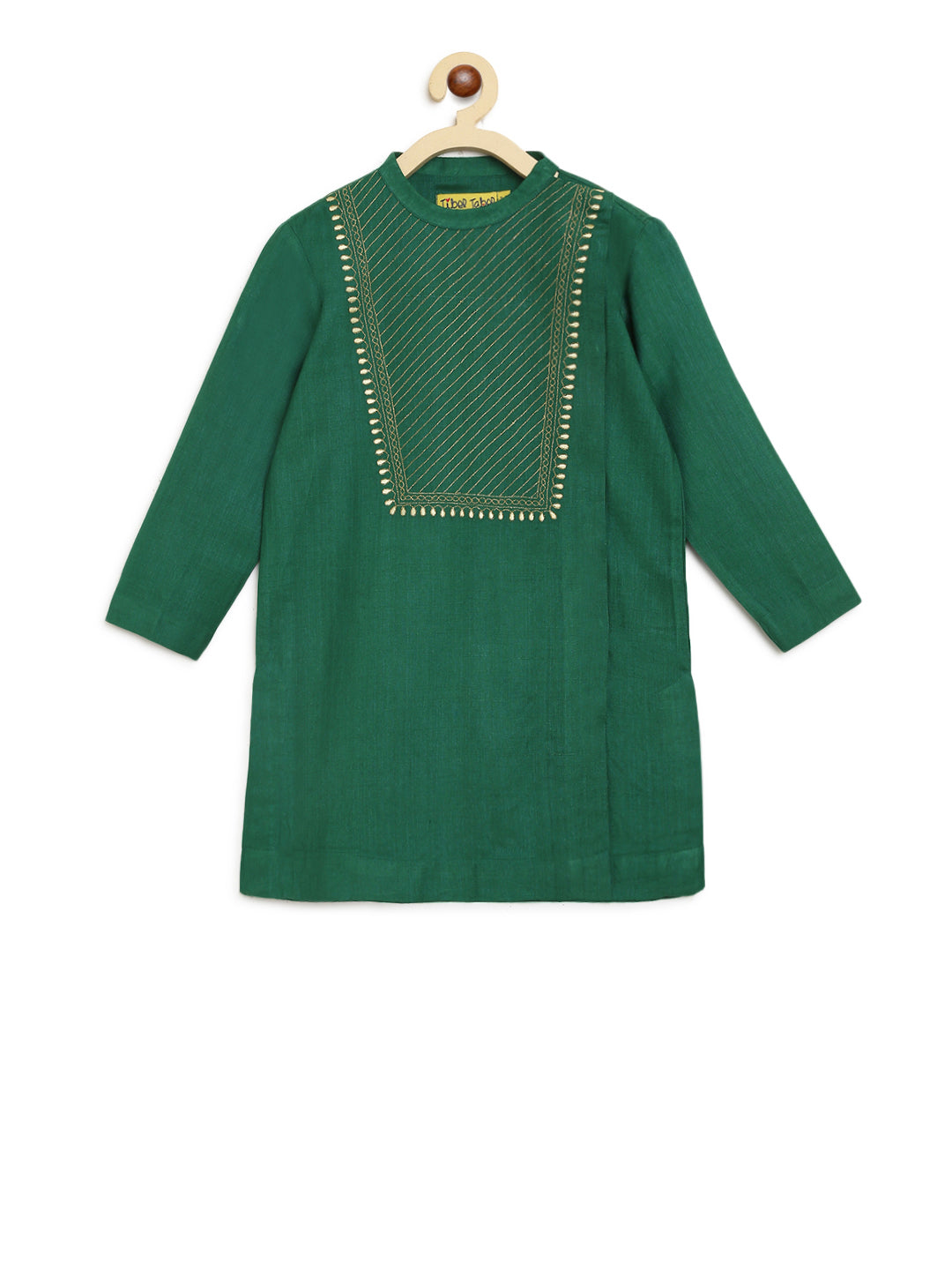 Boys Silk Green Dhoti Set - Image 4