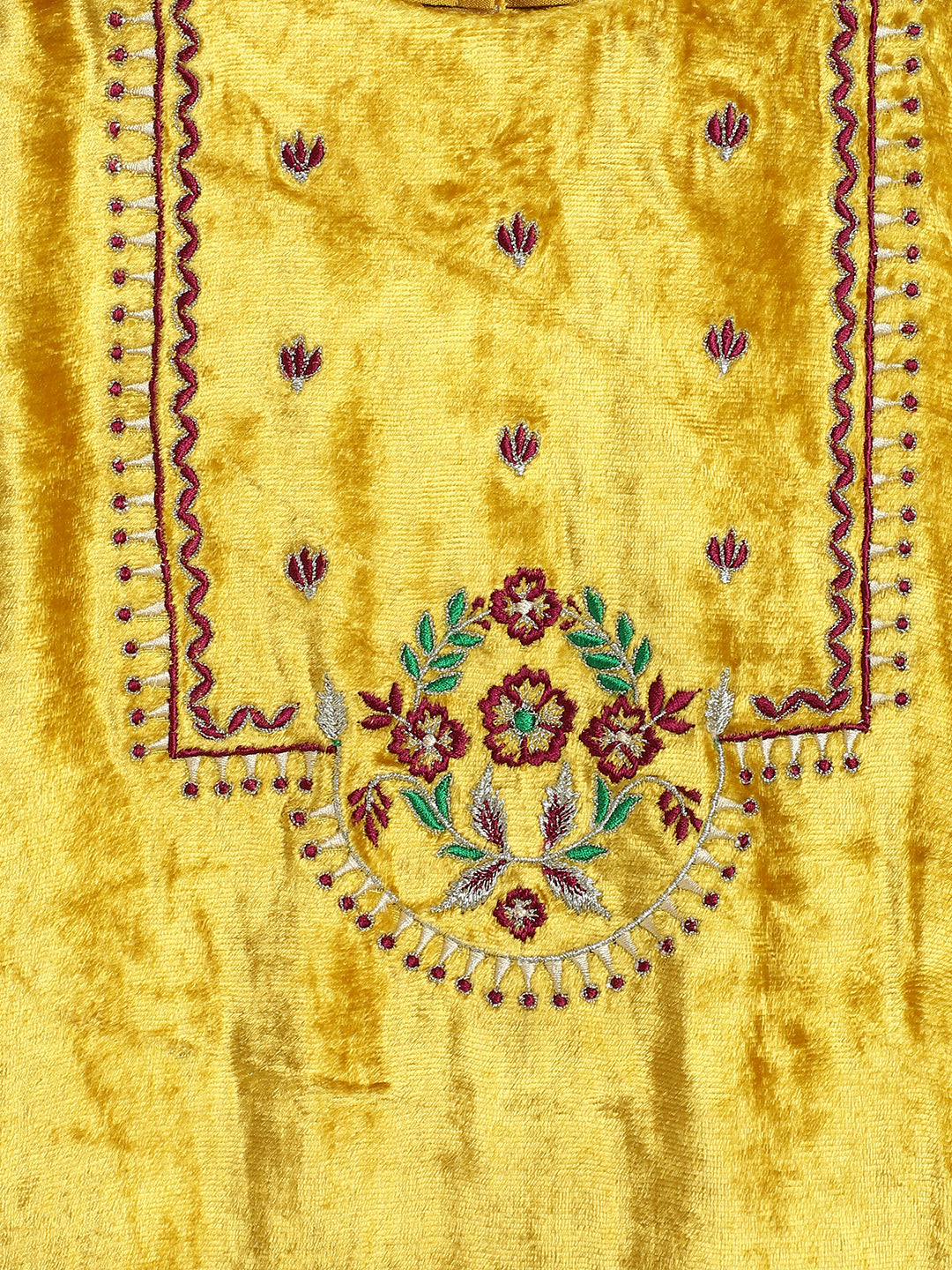 Noor Velvet Suit for Girls - Yellow - Image 11
