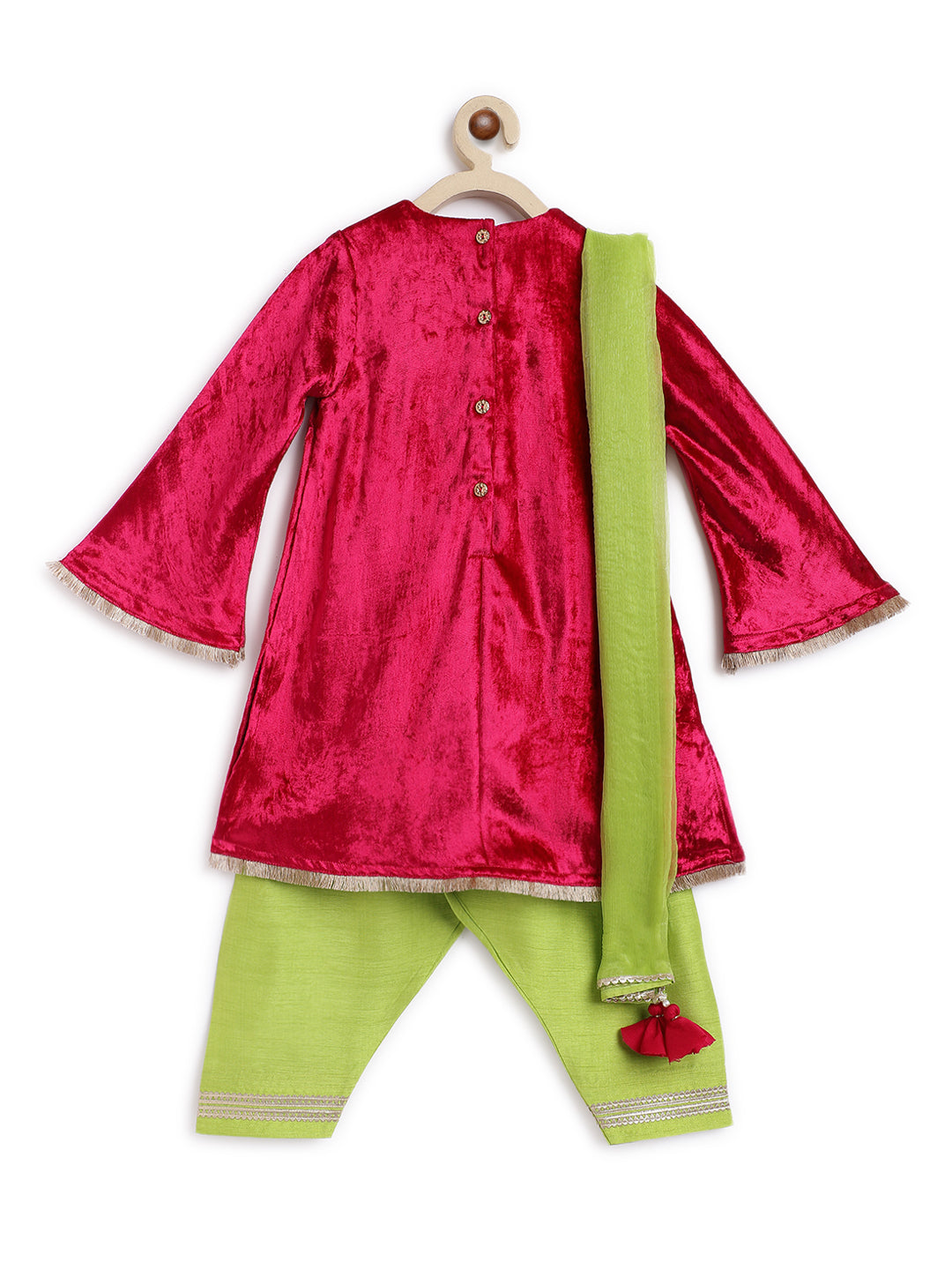Noor Velvet Suit for Girls - Pink - Image 4