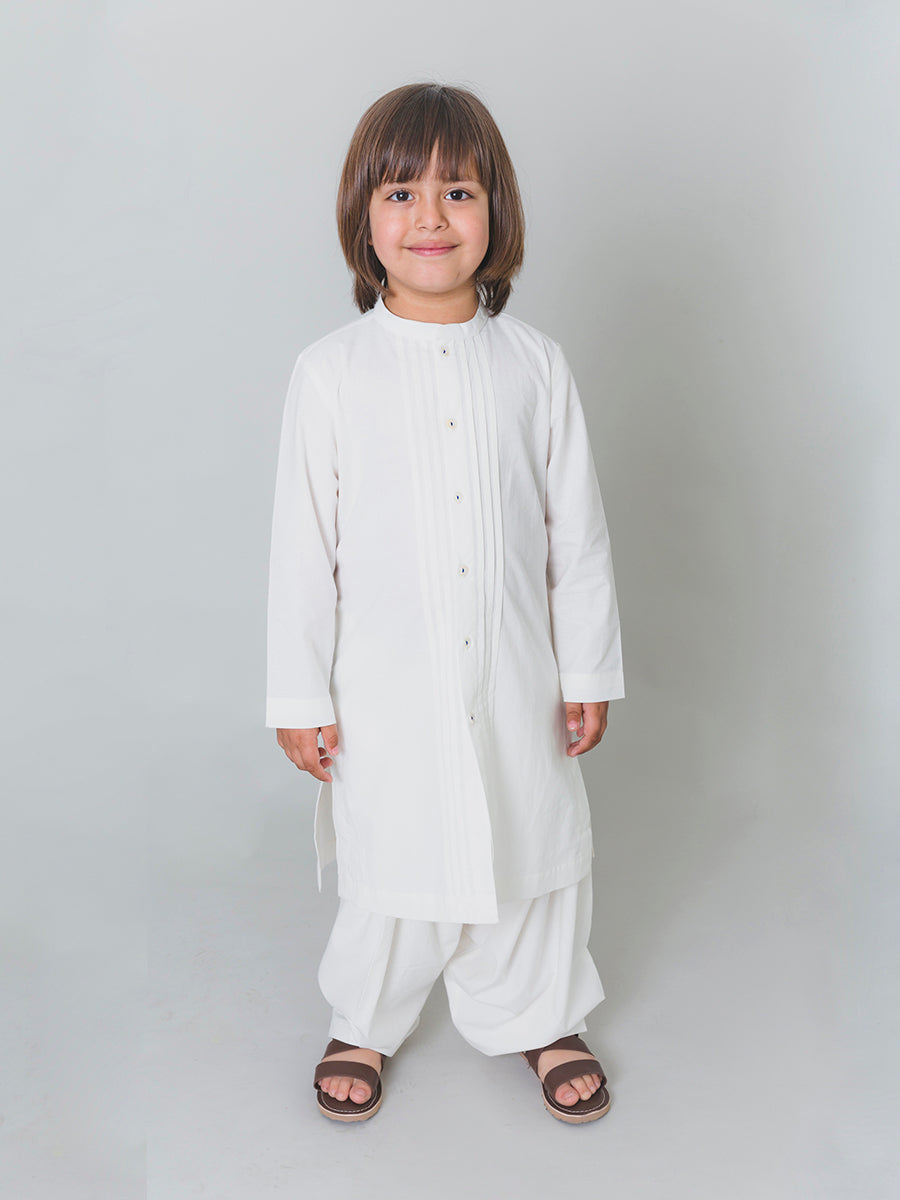 Boys Blue Marble Bundi Kurta Set