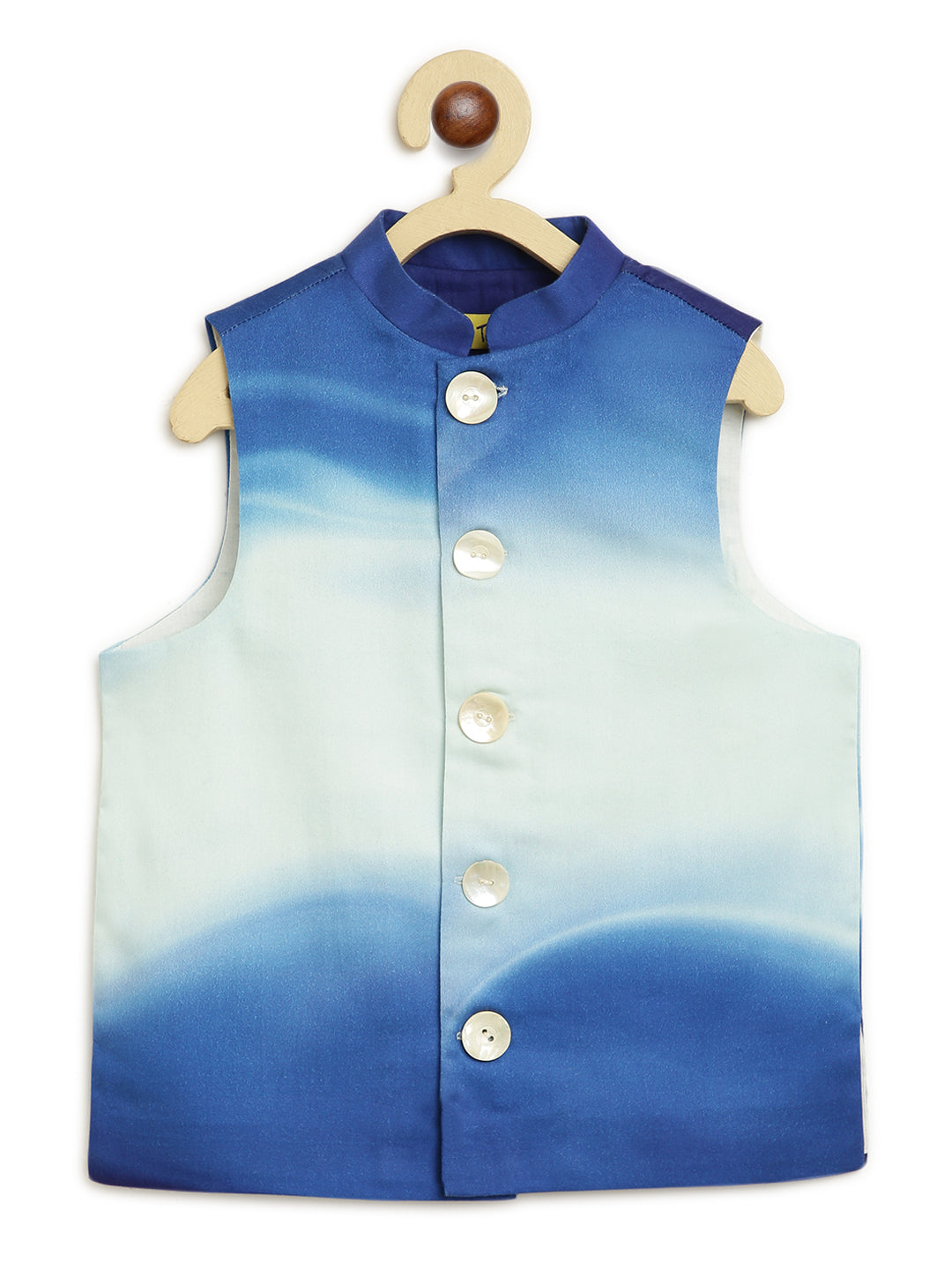 Boys Blue Marble Bundi Kurta Set