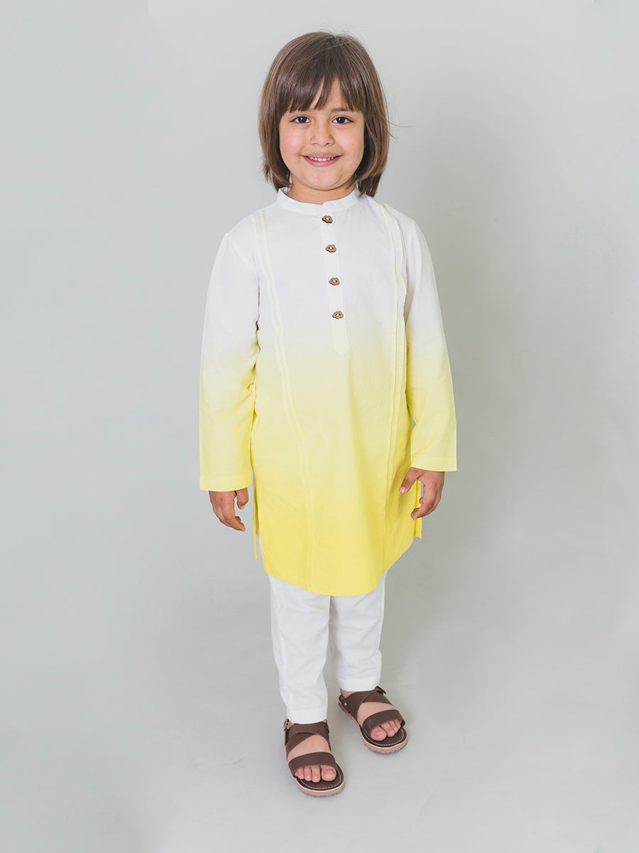 Boys Yellow Ombre Kurta - Image 2