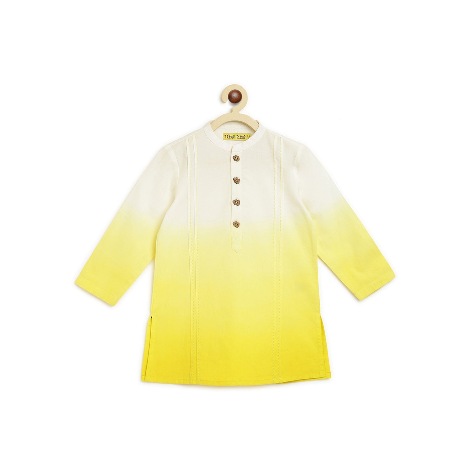 Boys Yellow Ombre Kurta - Image 3