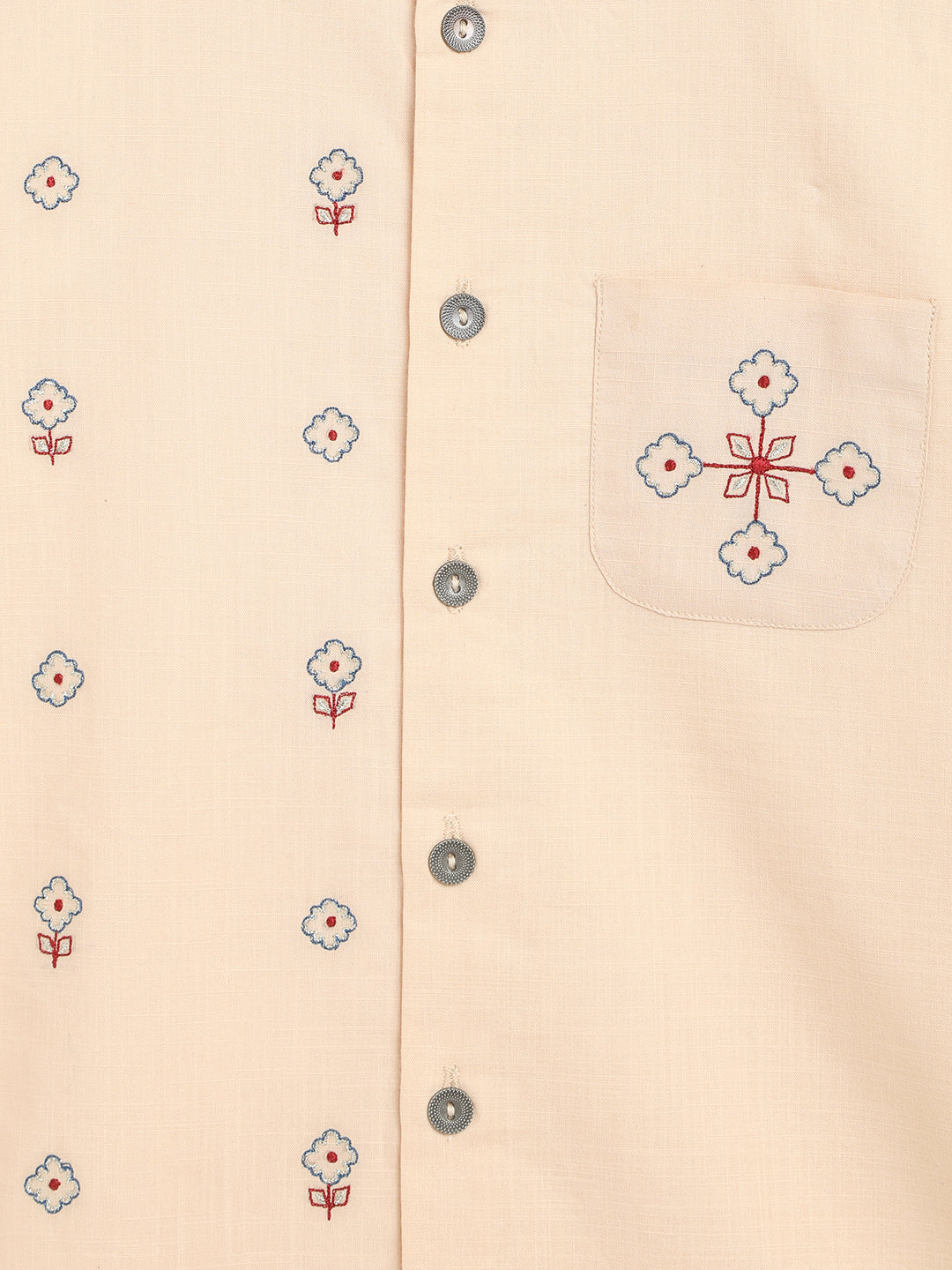 Boys Red Embroidered Buti Dhoti Set