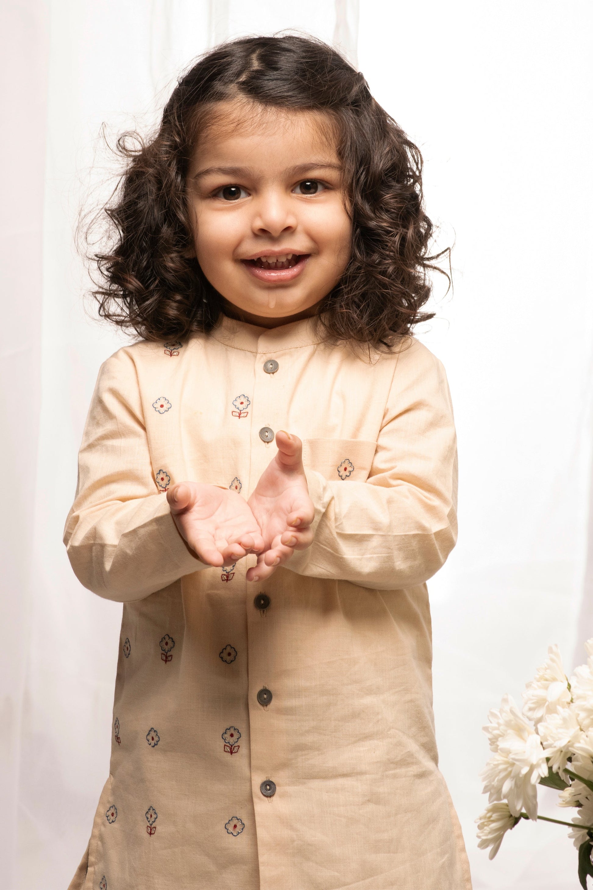 Boys Red Embroidered Buti Dhoti Set - Image 2