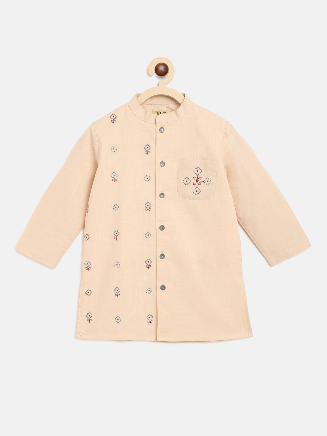 Boys Red Embroidered Buti Dhoti Set - Image 6