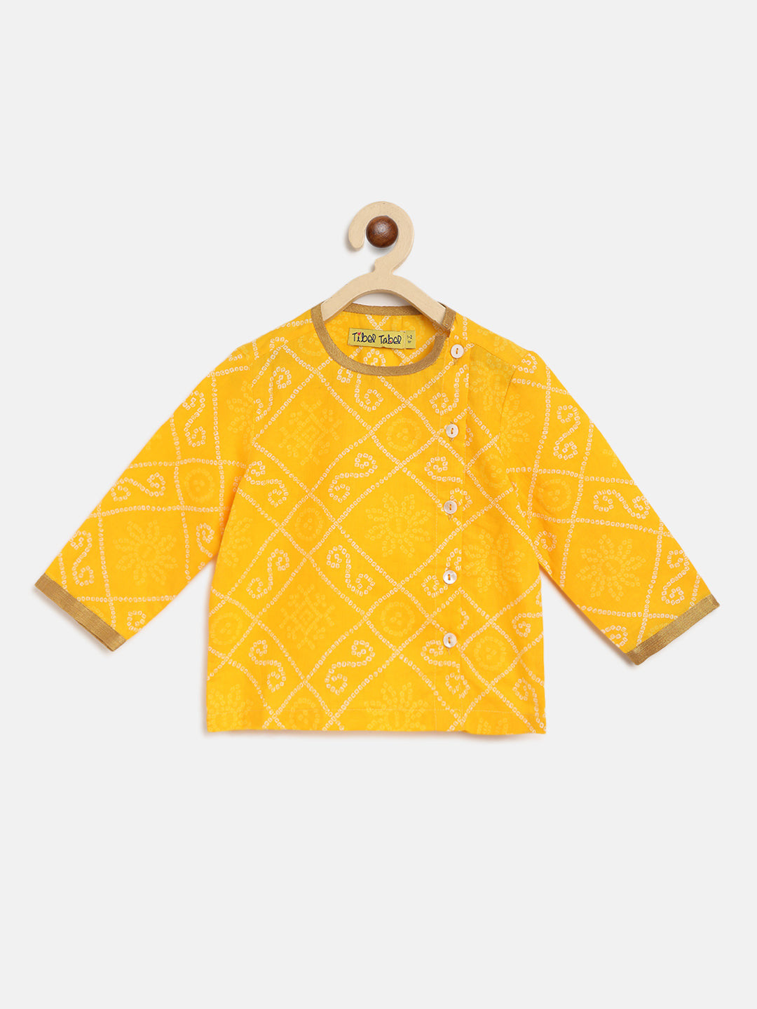 Baby Boy Yellow Printed Bandhani Dhoti Set - Image 6