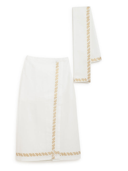 Mundu Dhoti / Angvastram - White