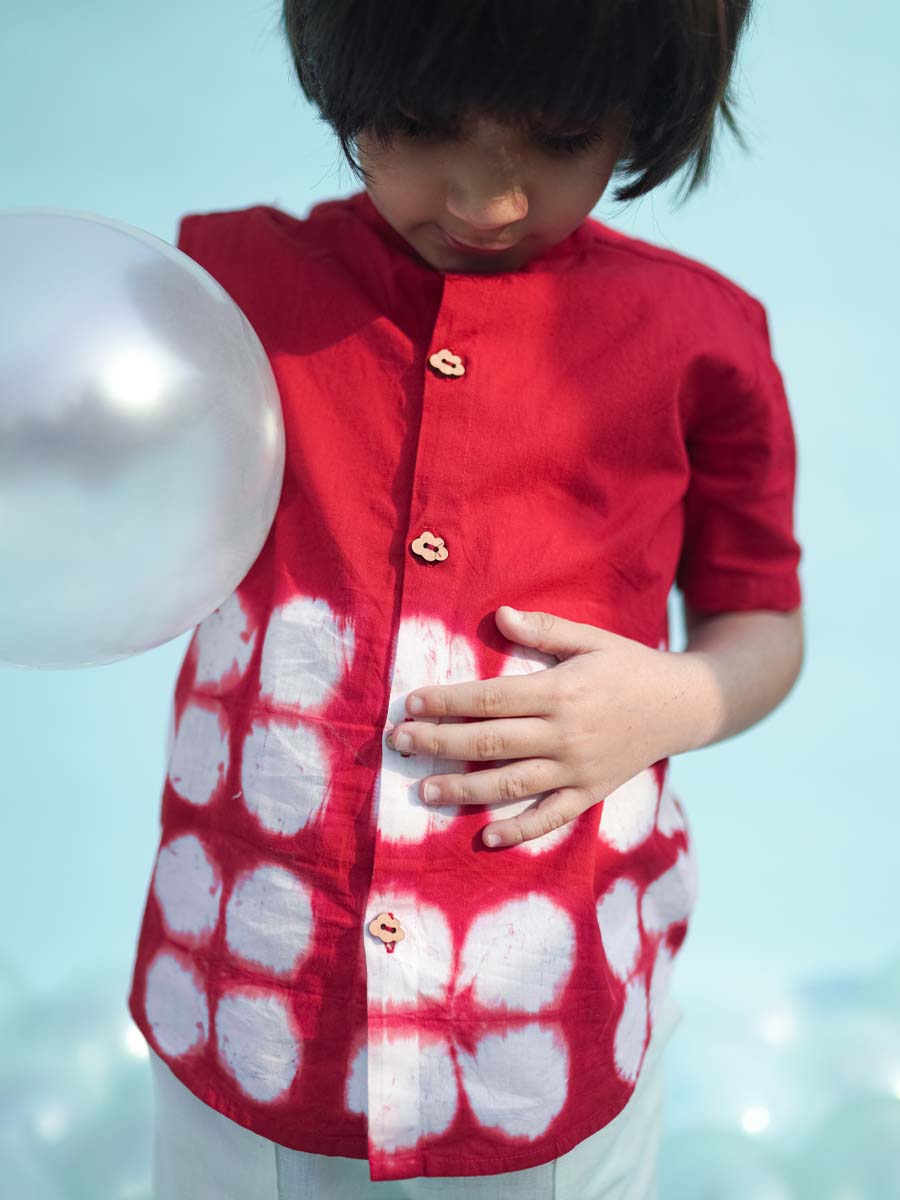Boys Shirt Red Tie Dye Clamp