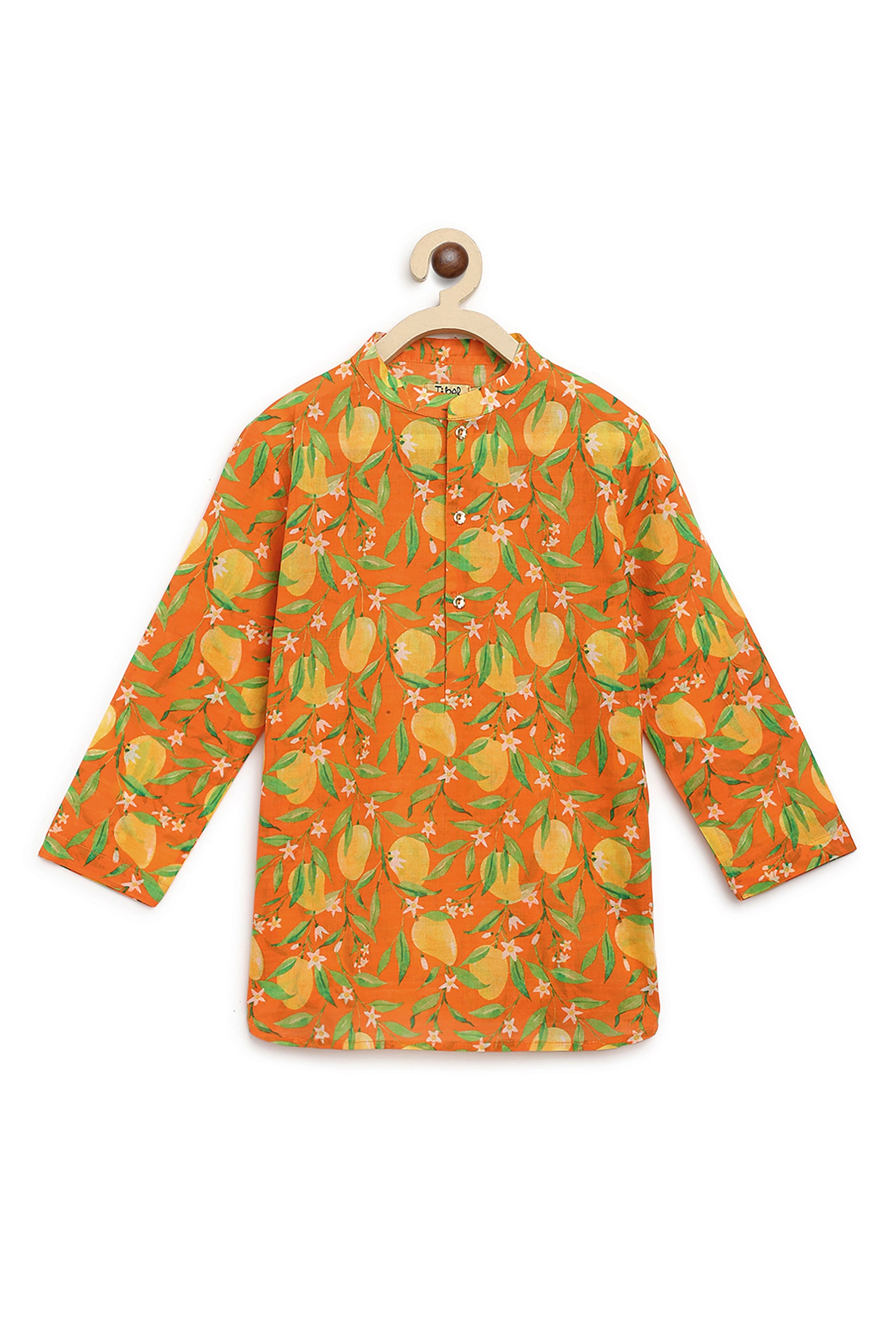 Boys Short Kurta Printed Mango - Orange - Image 2