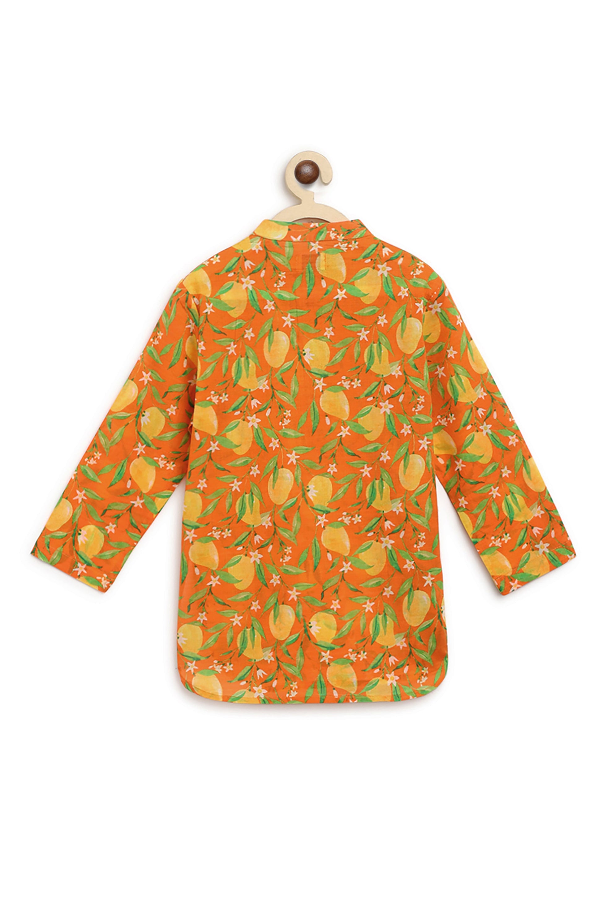 Boys Short Kurta Printed Mango - Orange - Image 3