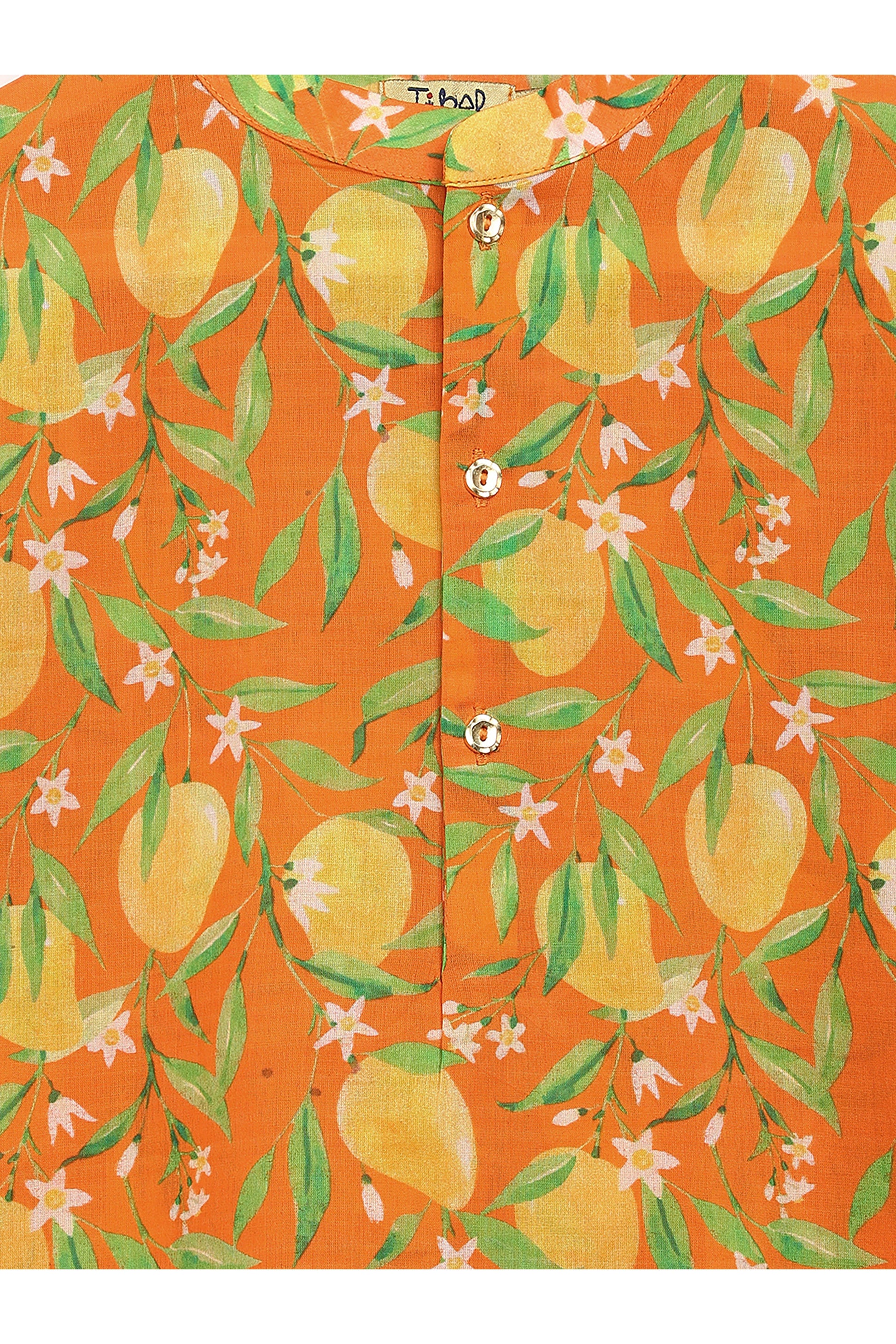Boys Short Kurta Printed Mango - Orange - Image 4