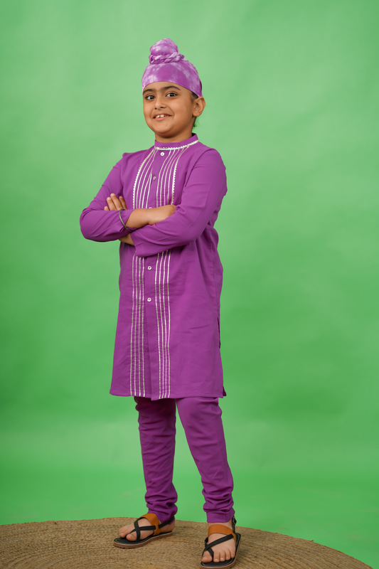 Boys Kurta Set Gotapatti - Purple