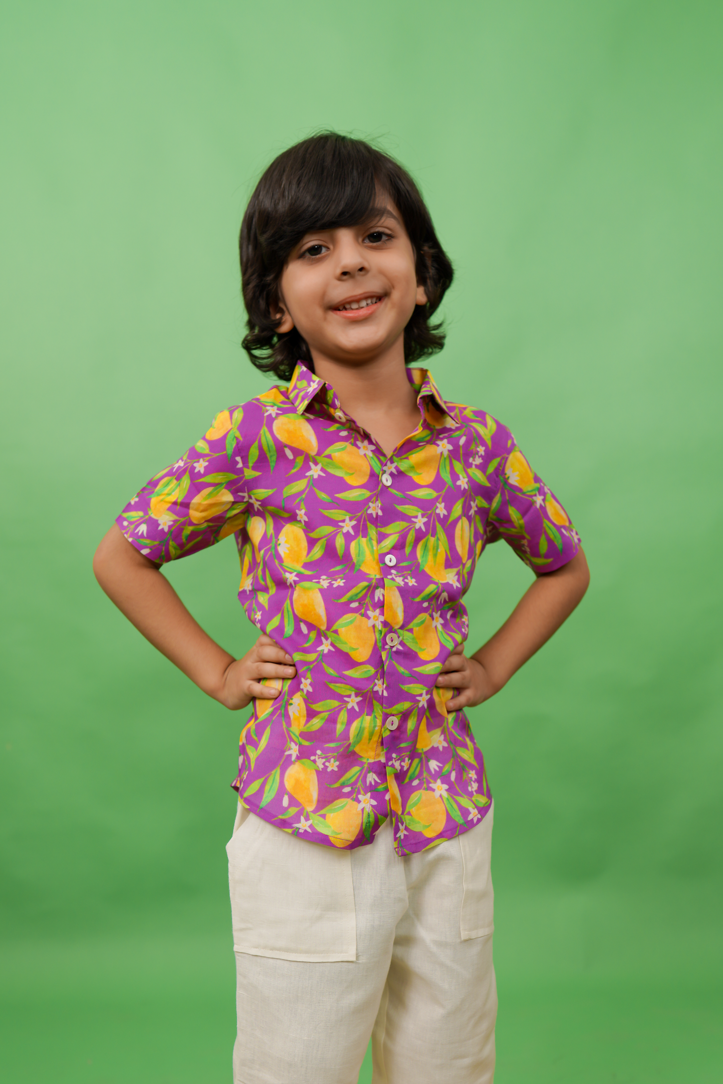 Boys Shirt Printed Mango - Purple