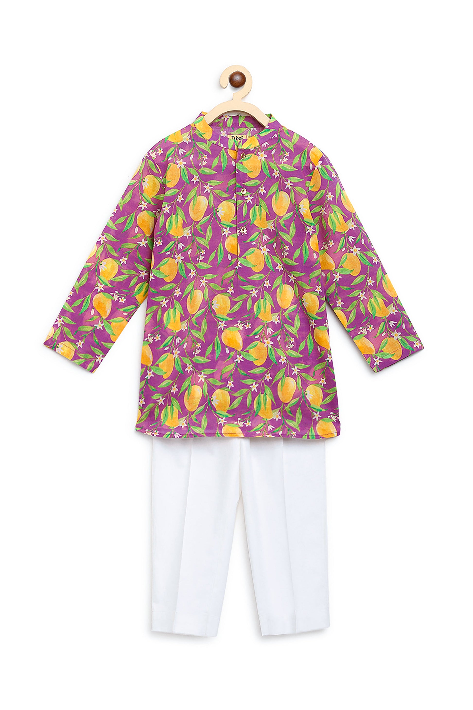 Boys Kurta Set Printed Mango - Purple - Image 3