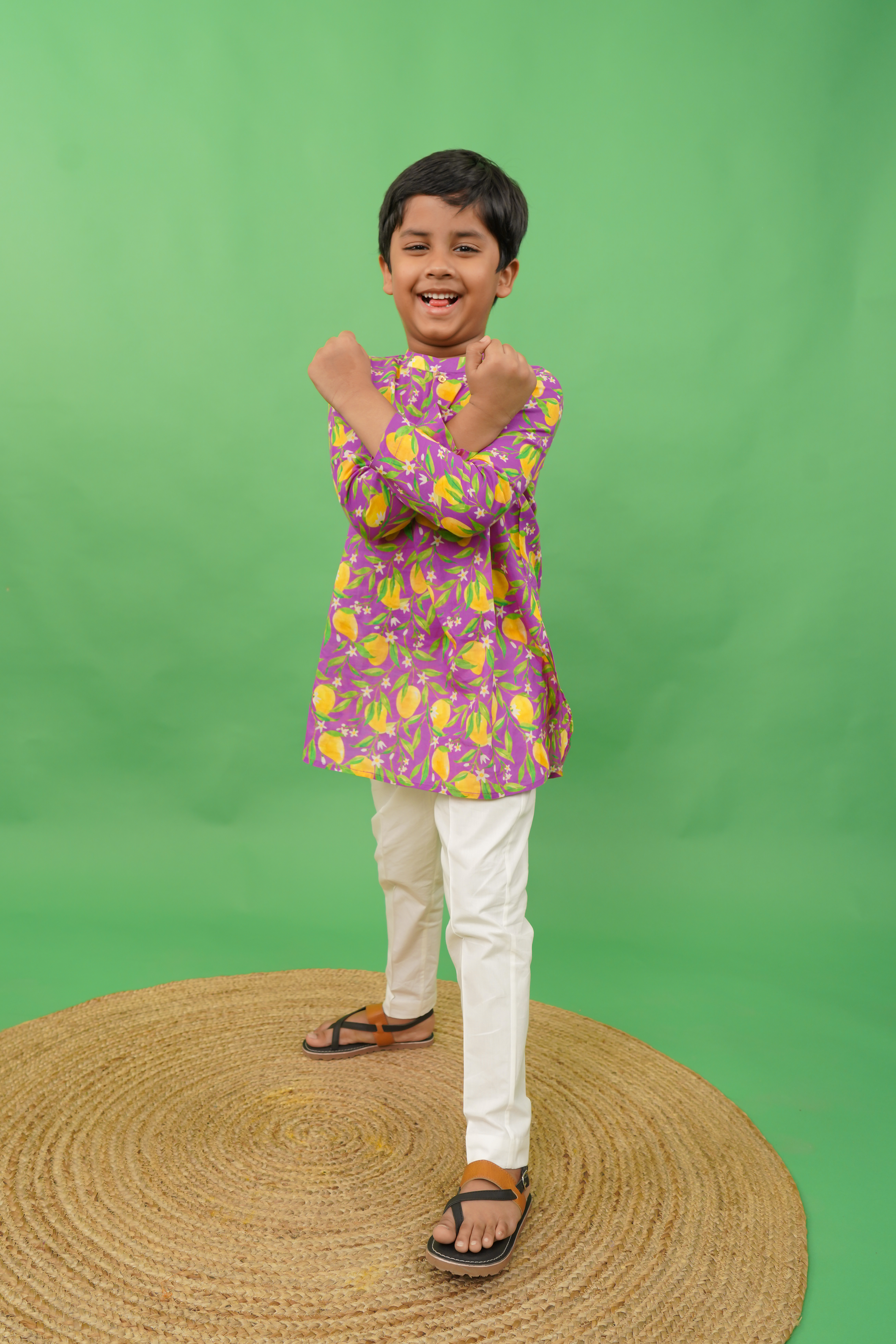 Boys Kurta Set Printed Mango - Purple - Image 2