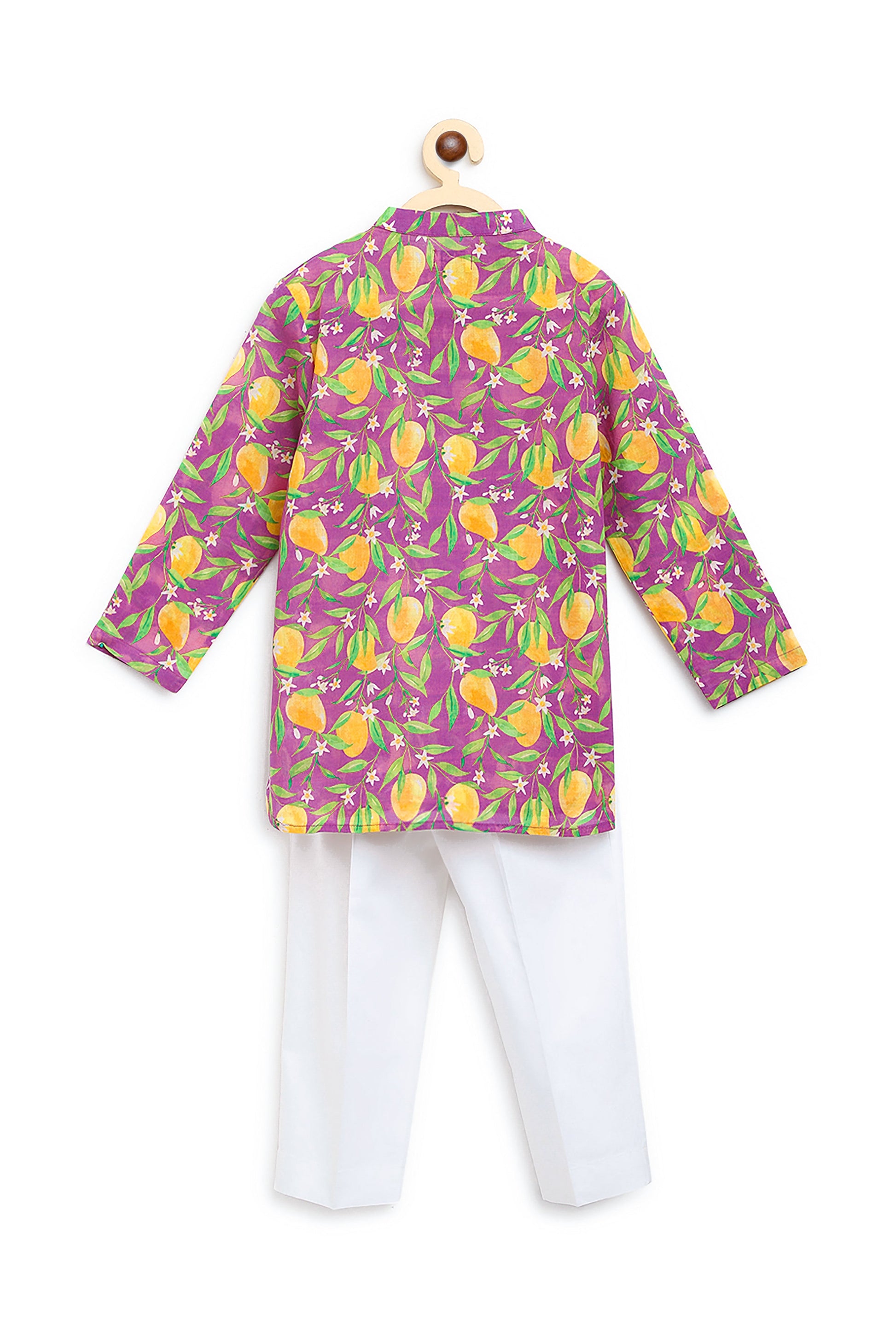 Boys Kurta Set Printed Mango - Purple - Image 4