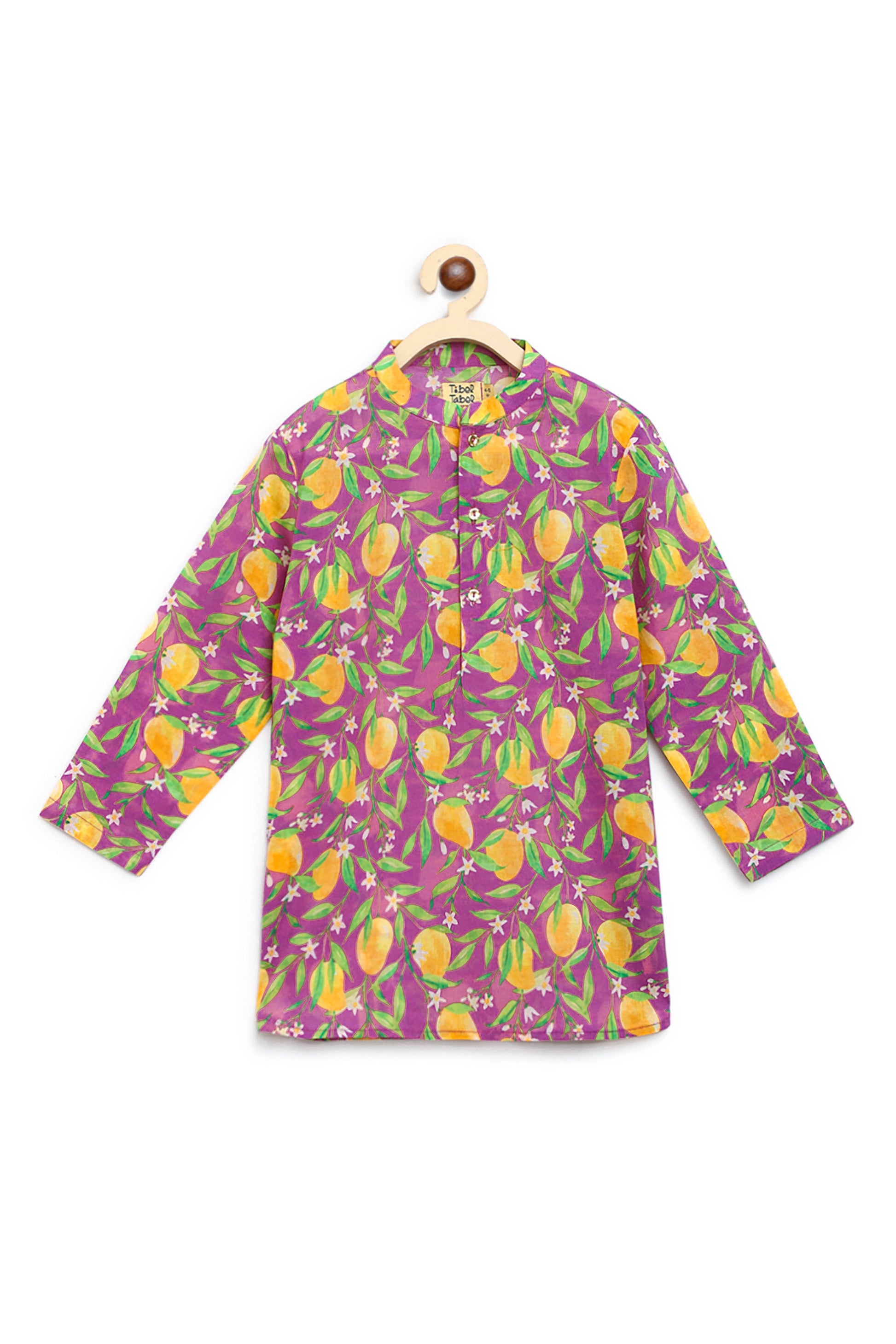 Boys Kurta Set Printed Mango - Purple - Image 5