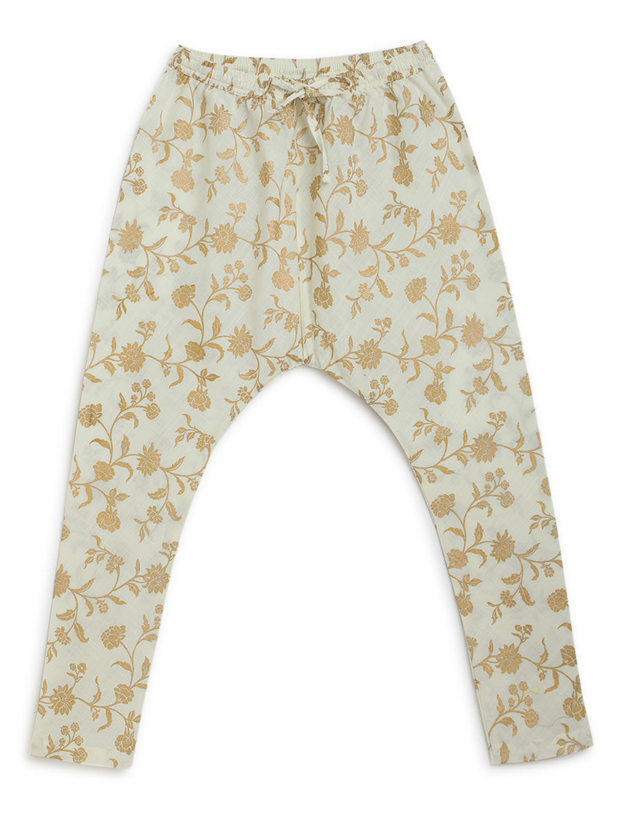 Boys Nawab Kurta Pyjama Cotton Set Embroidered- Purple - Image 9