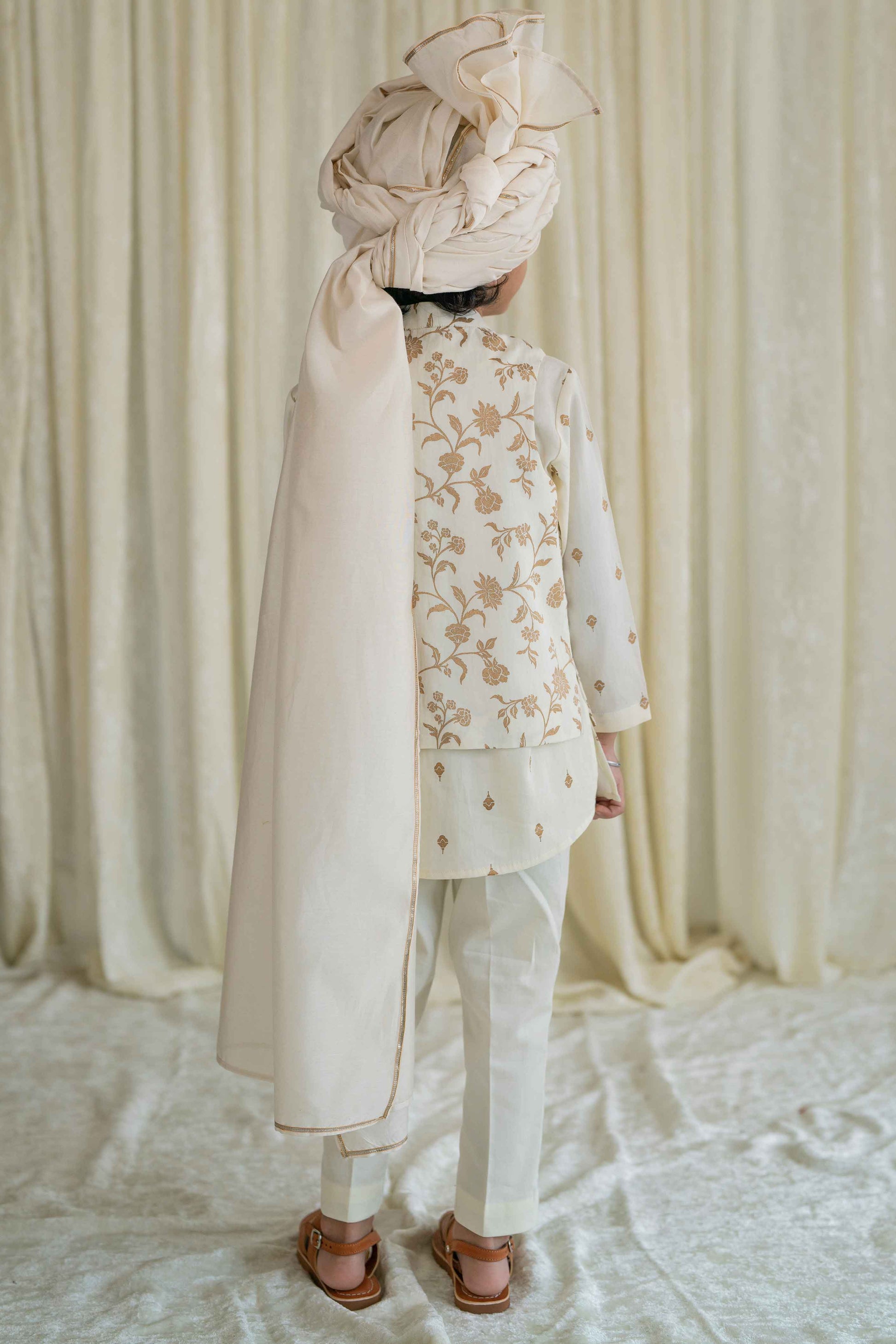 Safa Turban Ombre Fabric - Cream - Image 3