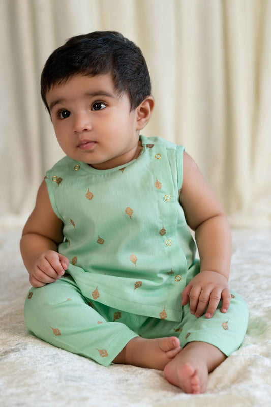 Sadabahar Unisex Jhabla Set - Green