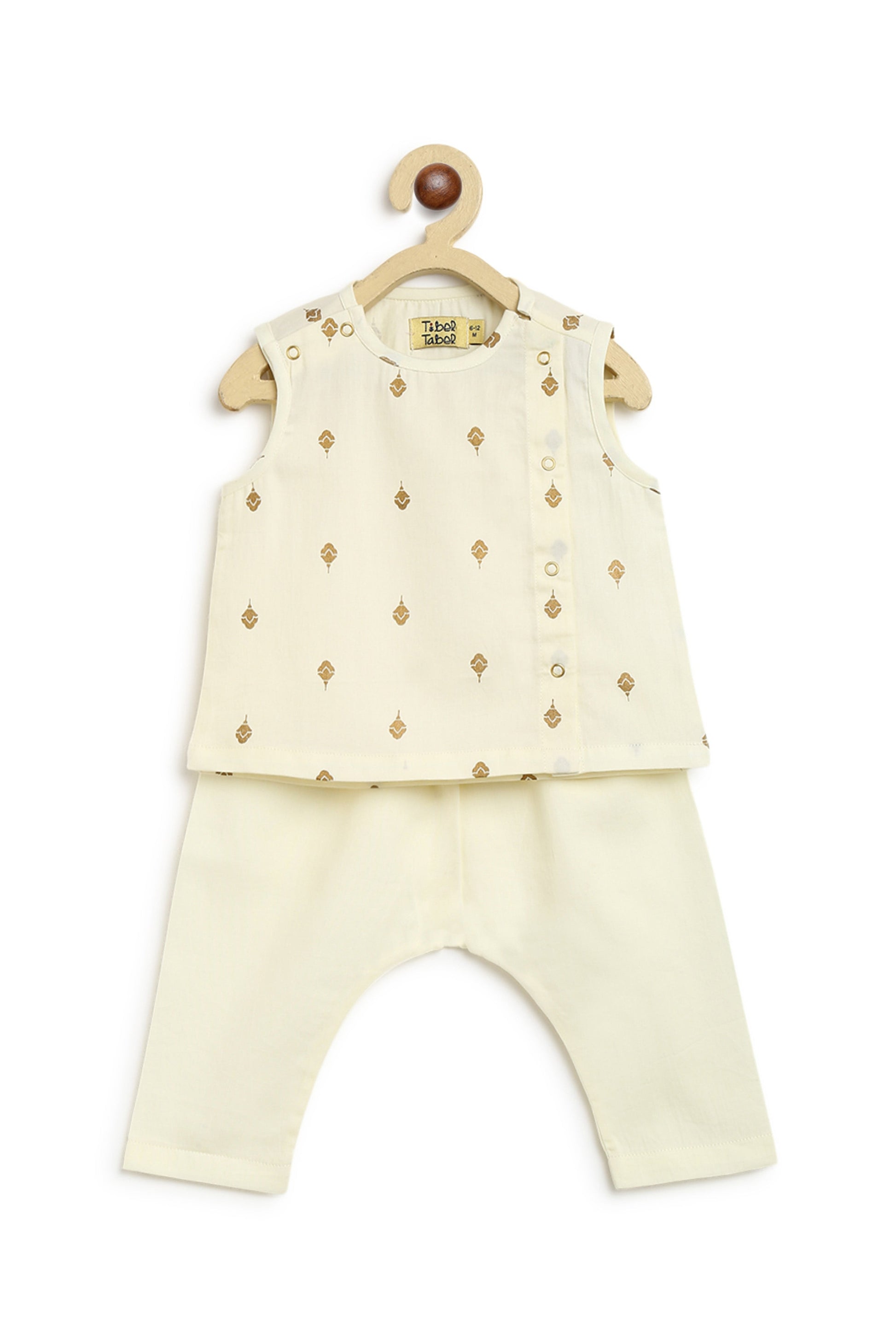 Sadabahar Unisex Jhabla Set - Cream - Image 4