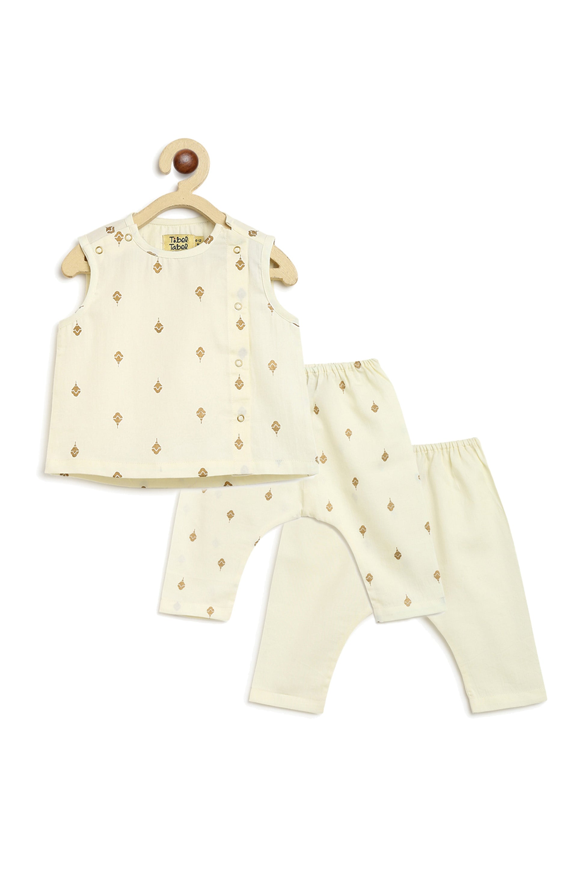 Sadabahar Unisex Jhabla Set - Cream - Image 2