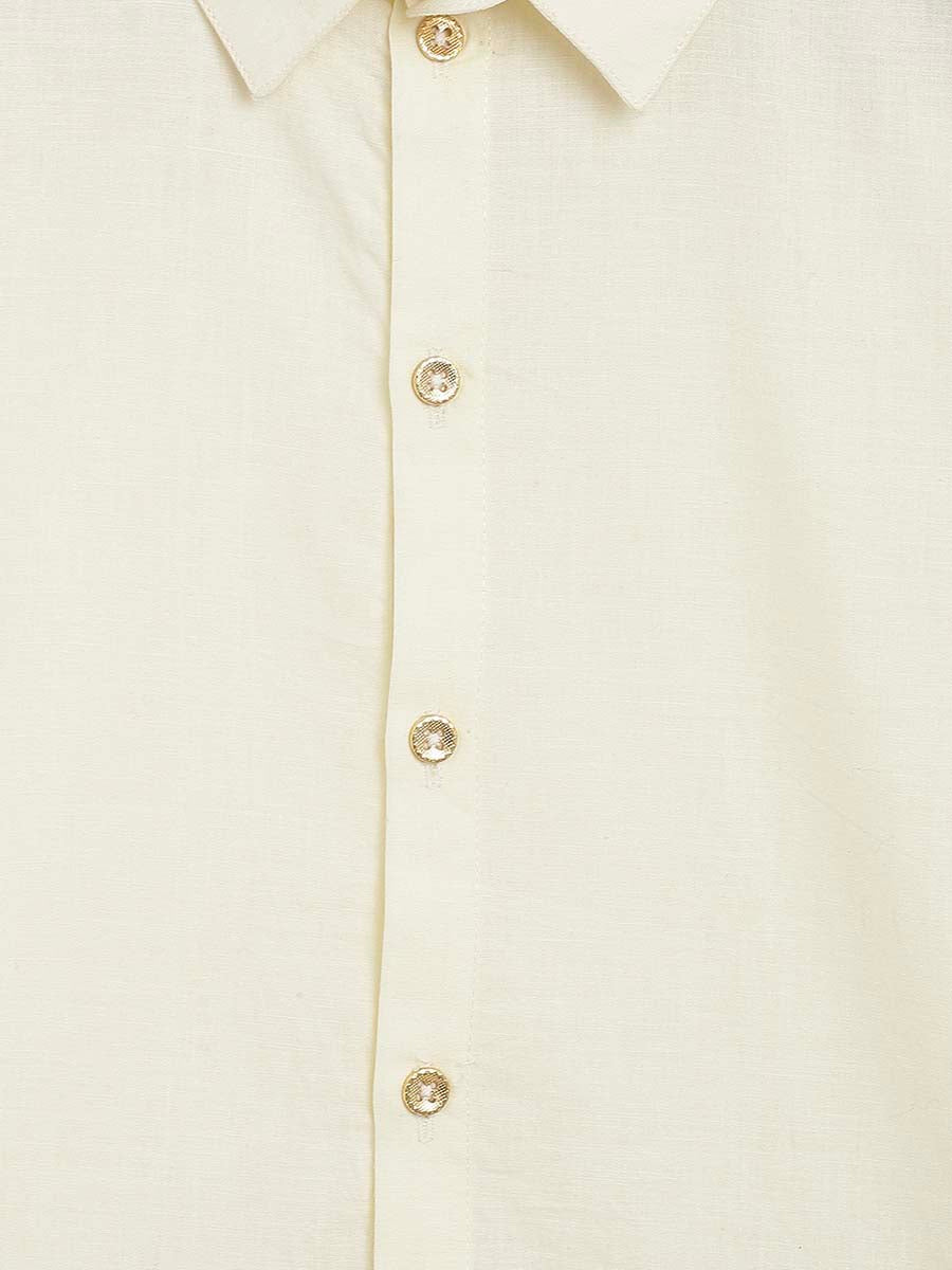 2 Pc Mundu Dhoti Shirt Set- Cream - Image 5