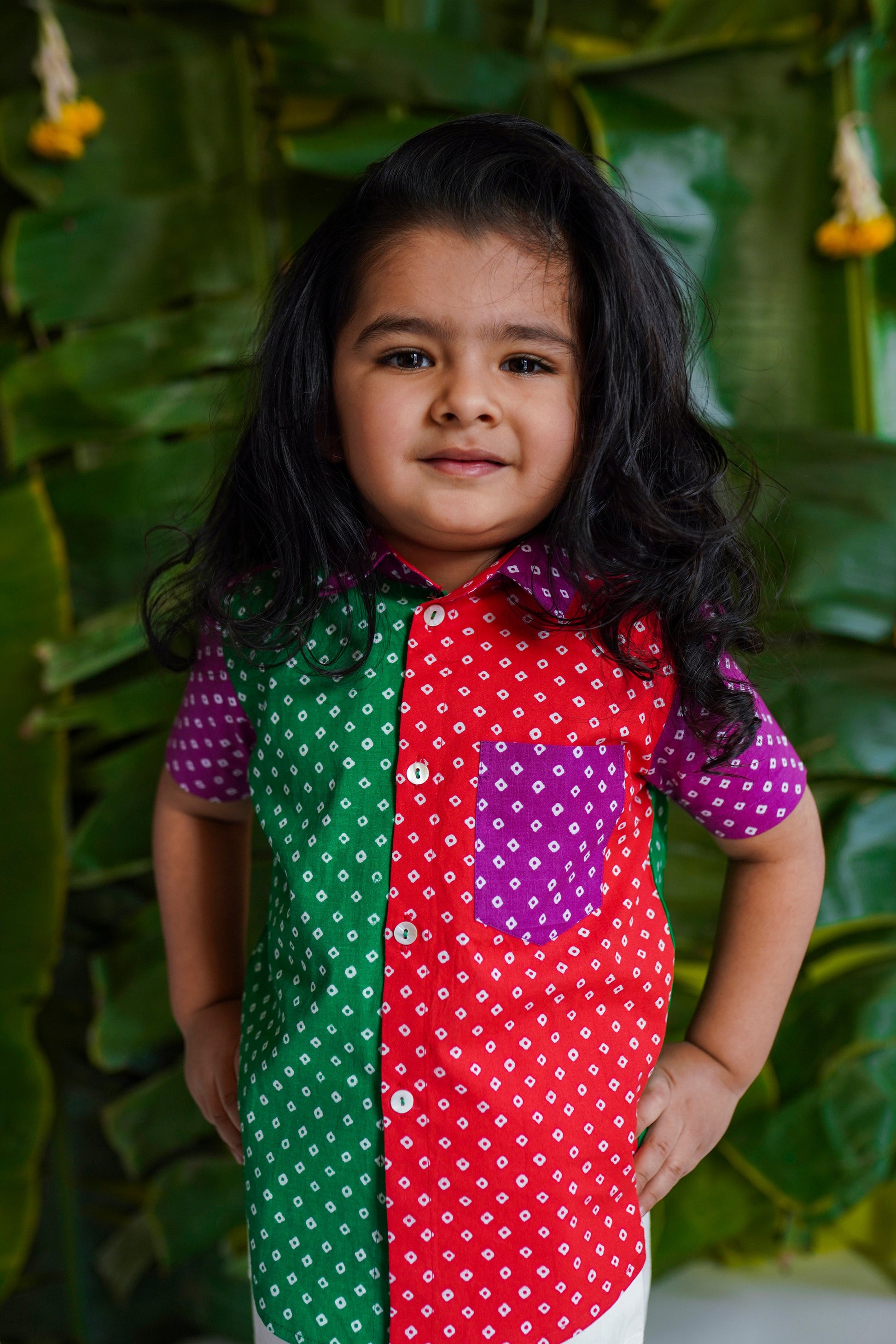 Boys Bandhani Panel Shirt-Multicolour - Eco-friendly - Sama Homes
