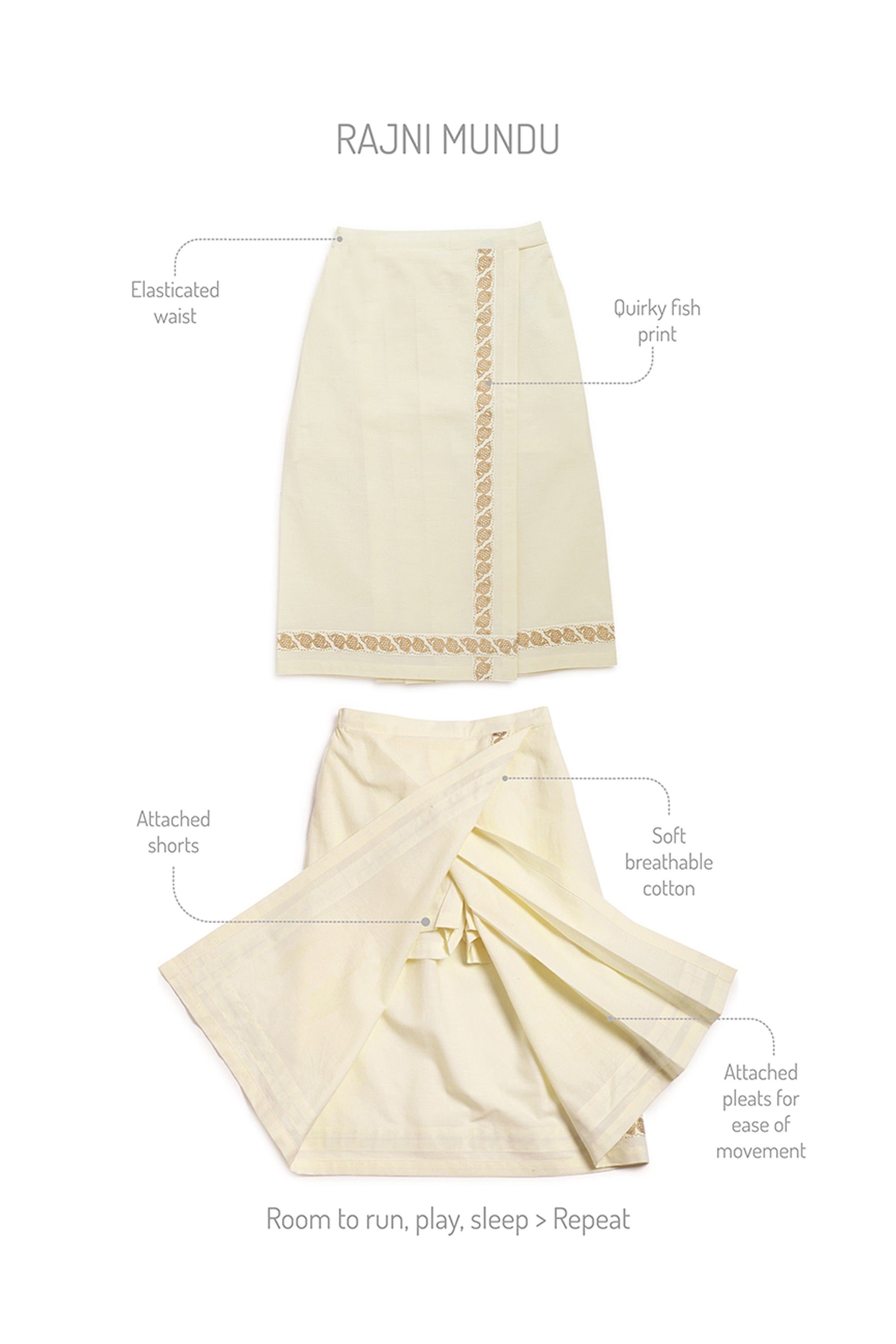 Mundu Dhoti / Angvastram - Cream - Image 7