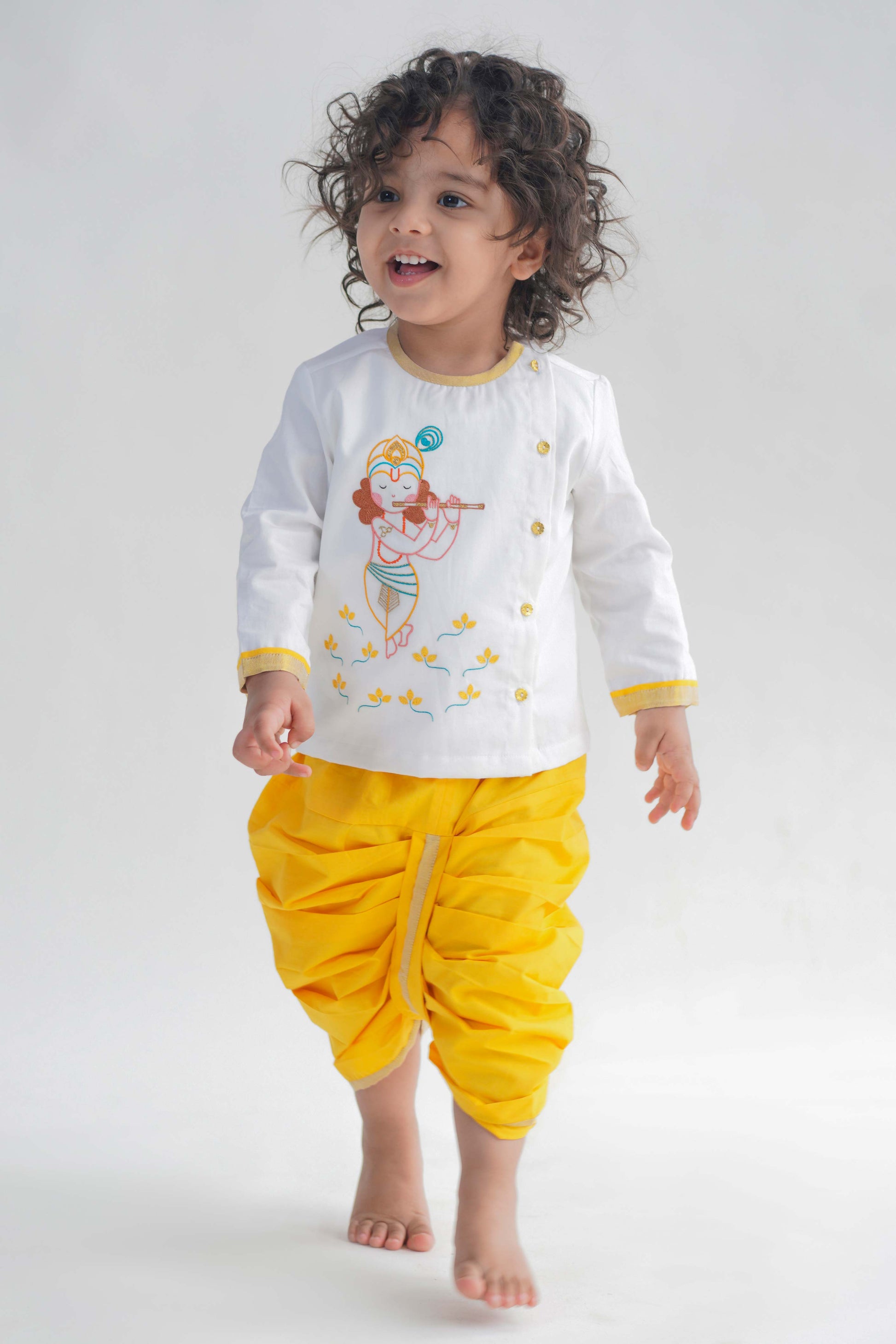 Baby Boy Krishna Dhoti Set-White - Eco-friendly - Sama Homes