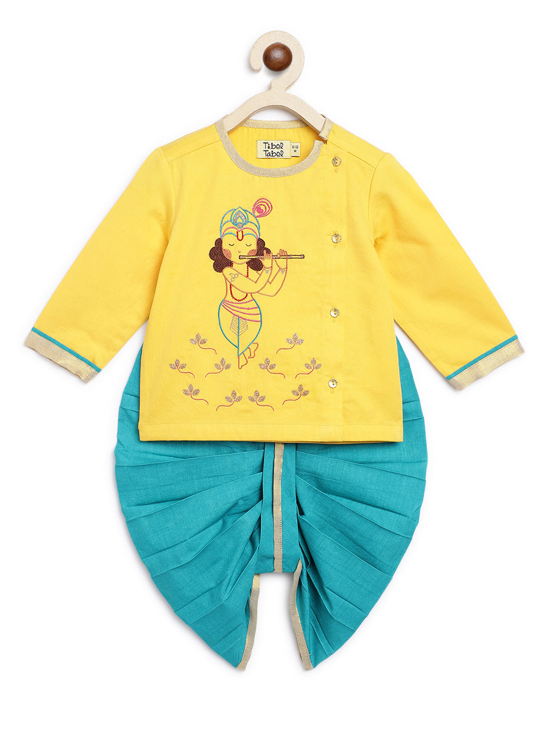 Baby Boy Krishna Dhoti Set-Yellow - Image 2