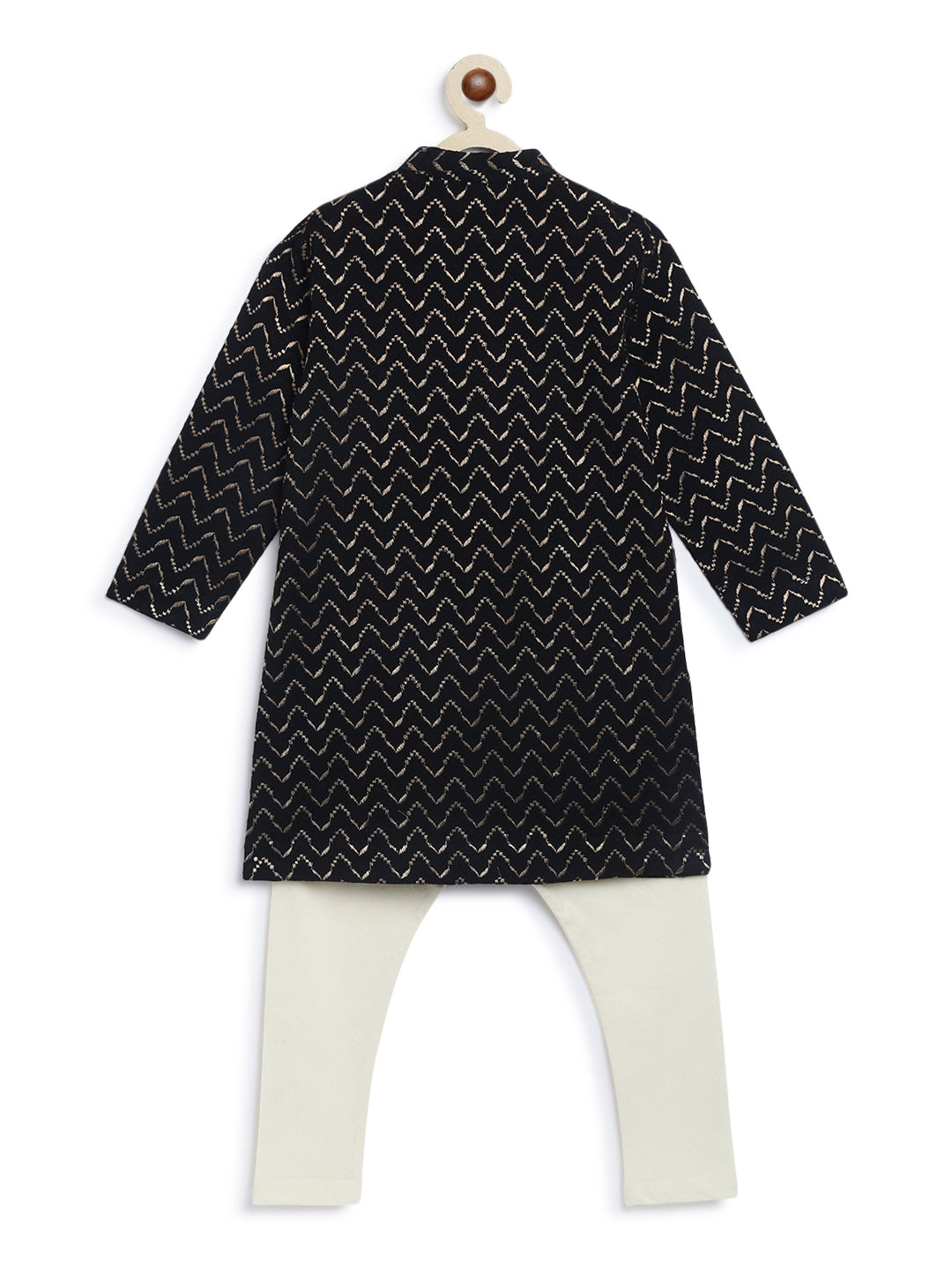 Boy Zigzag Churidar Set - Black - Image 4