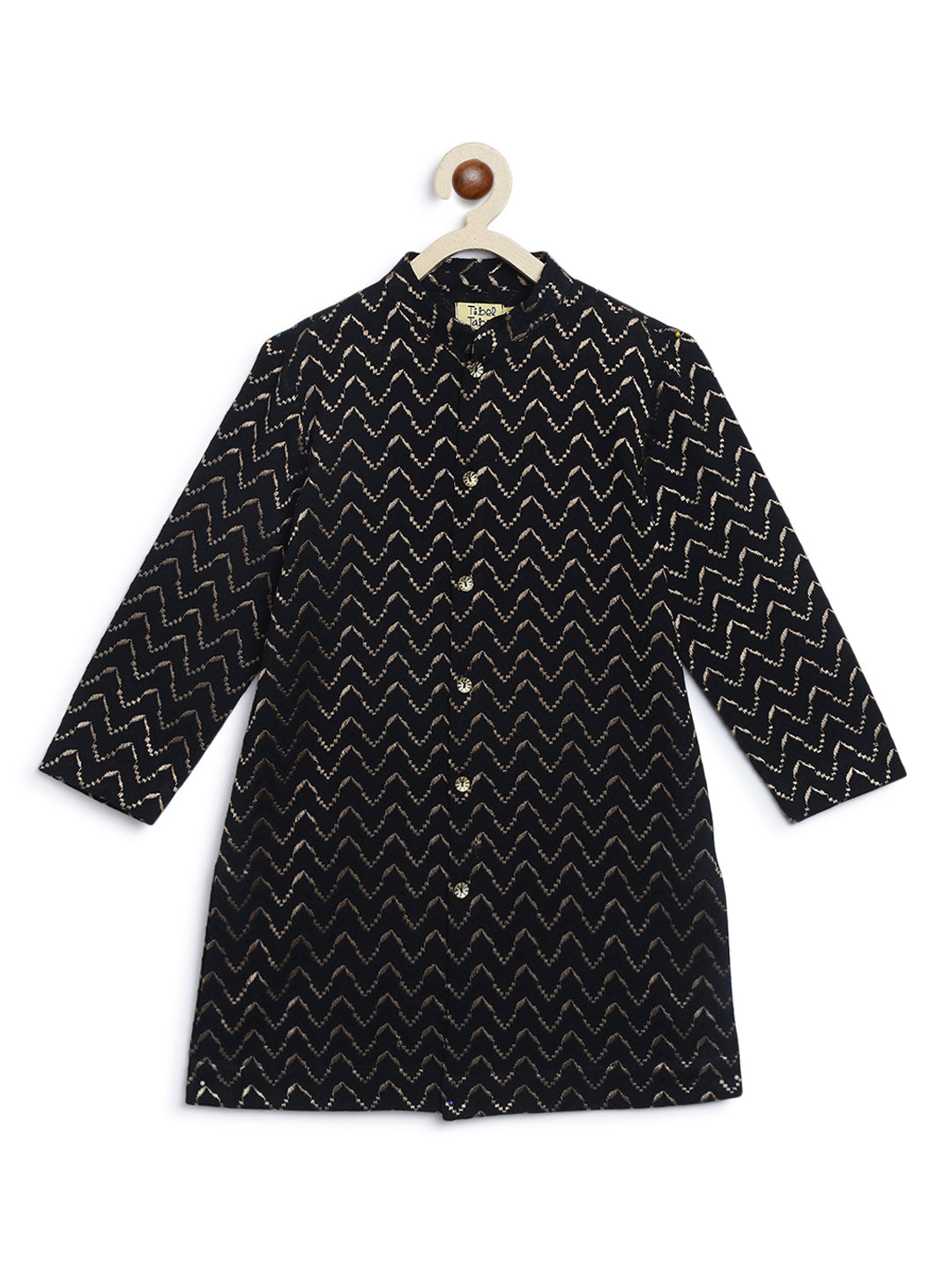 Boy Zigzag Churidar Set - Black - Image 5