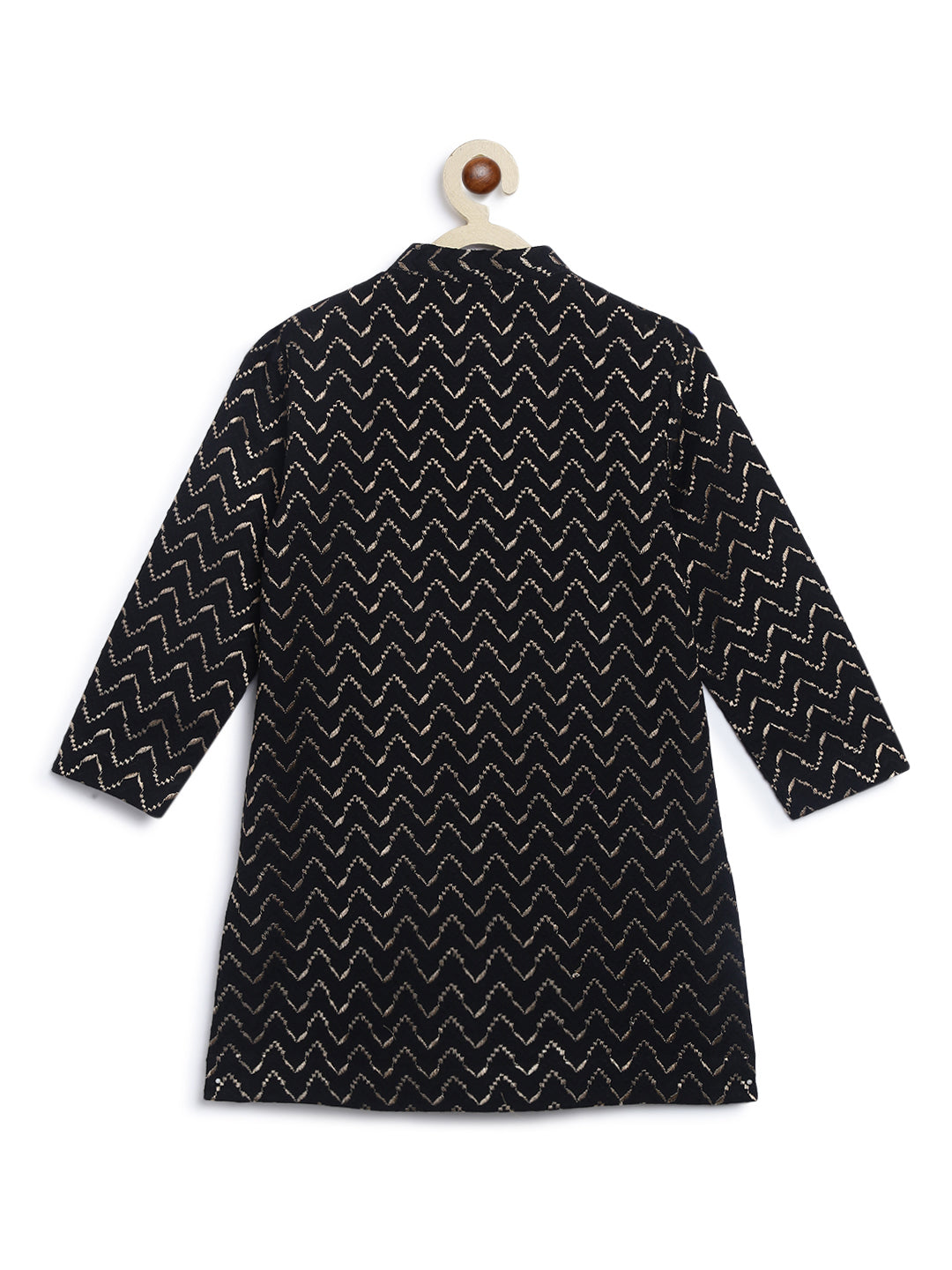Boy Zigzag Churidar Set - Black - Image 6