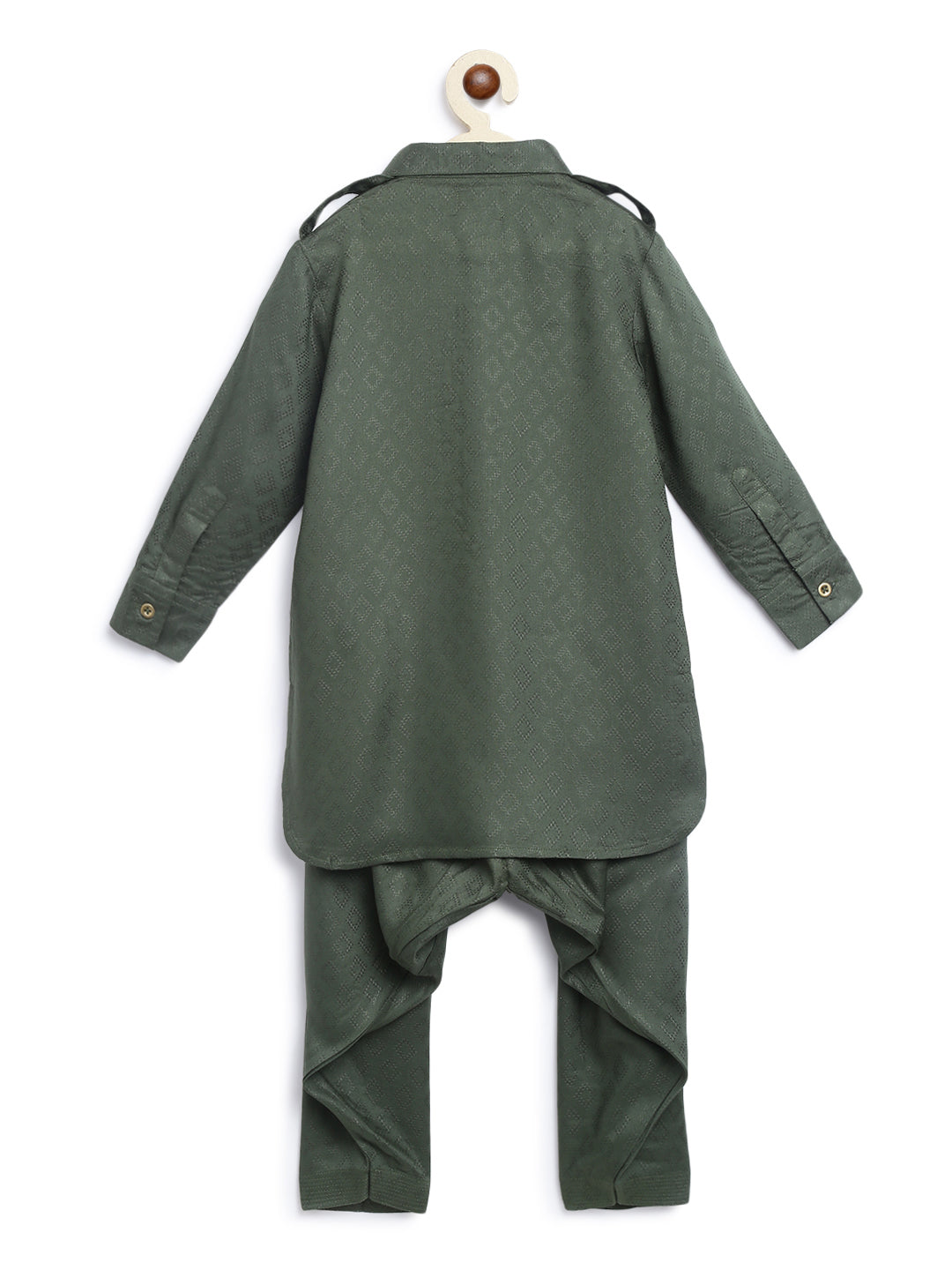 Boy Zigzag Pathani Set-Green