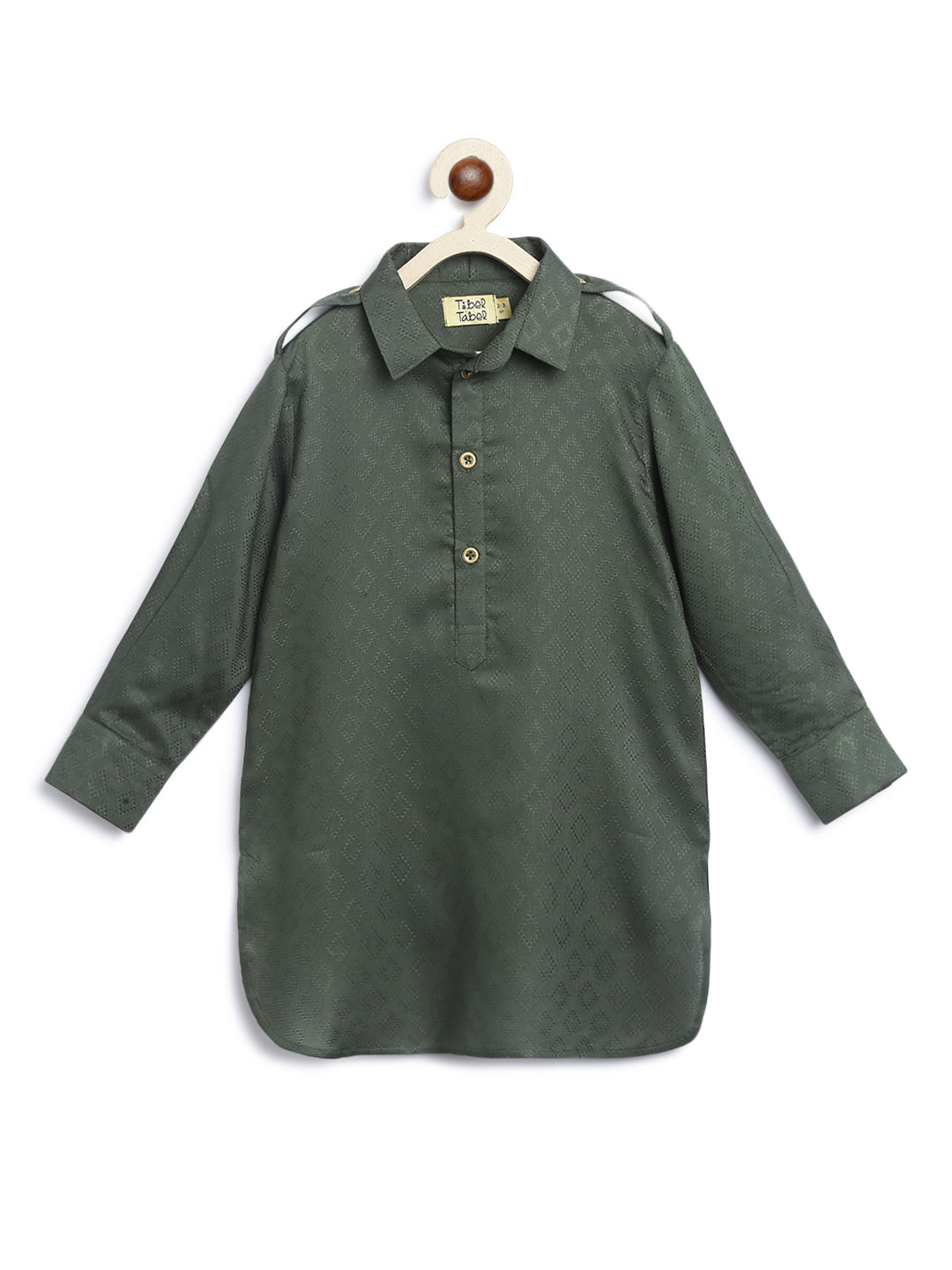 Boy Zigzag Pathani Set-Green - Image 5