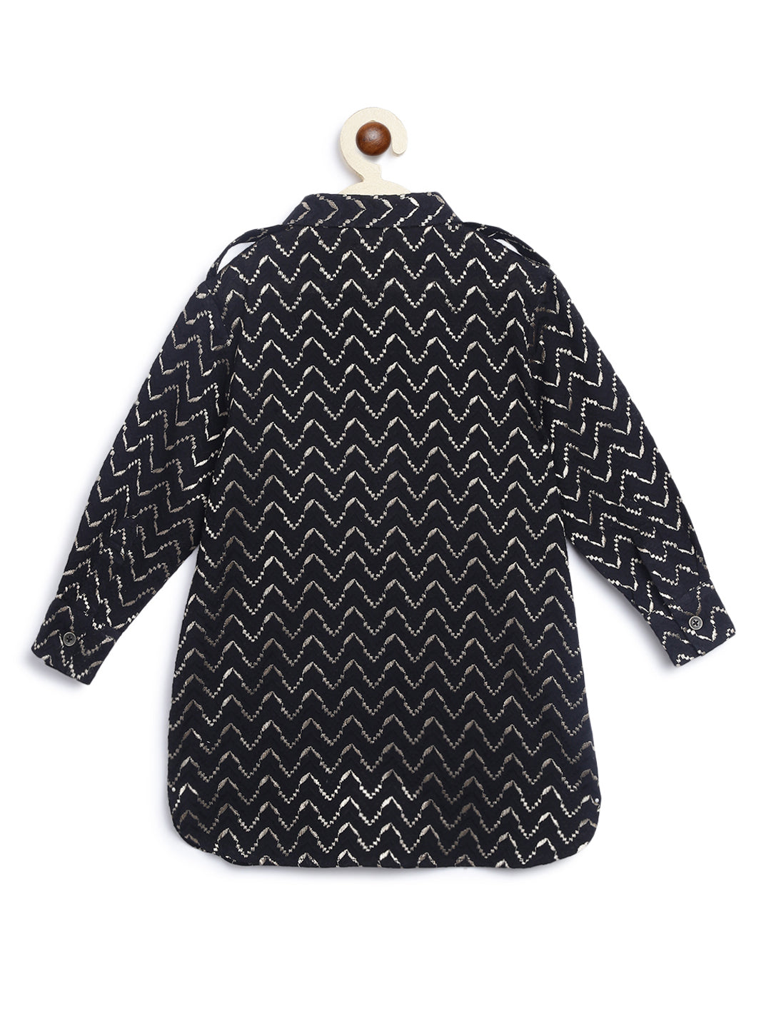 Boy Zigzag Pathani Set-Black - Image 6