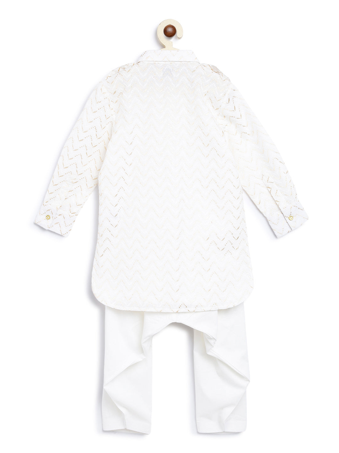 Boy Zigzag Pathani Set-White