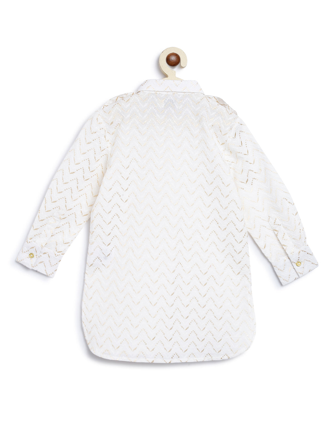 Boy Zigzag Pathani Set-White