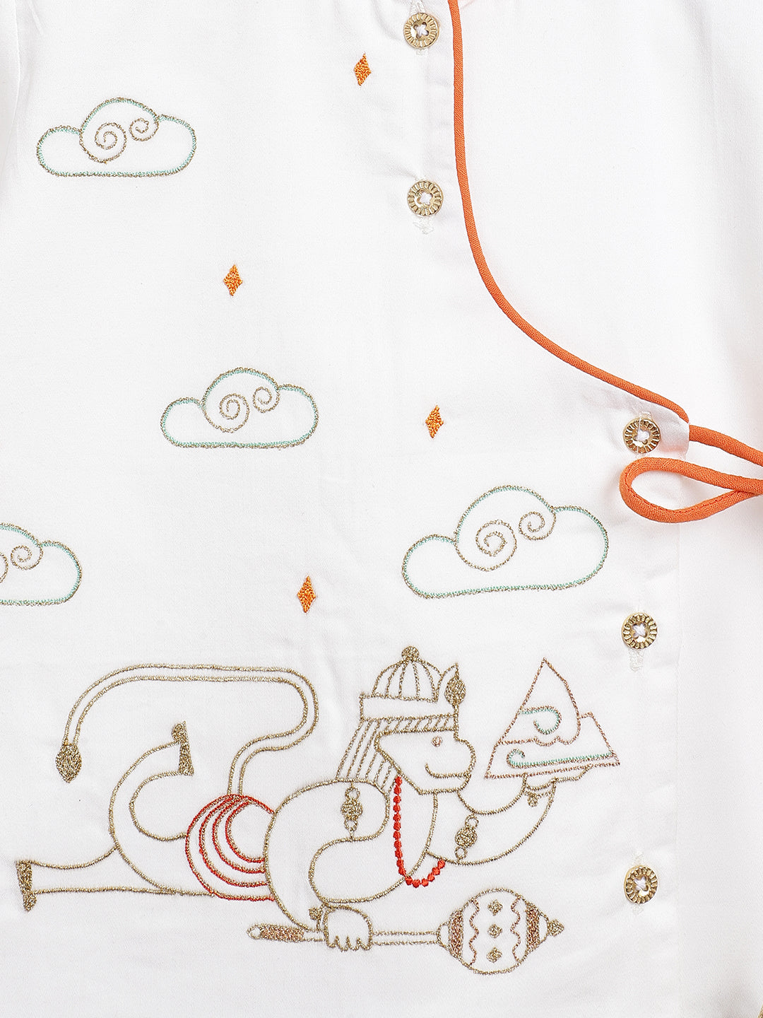 Baby Boy Hanuman Dhoti Set-White