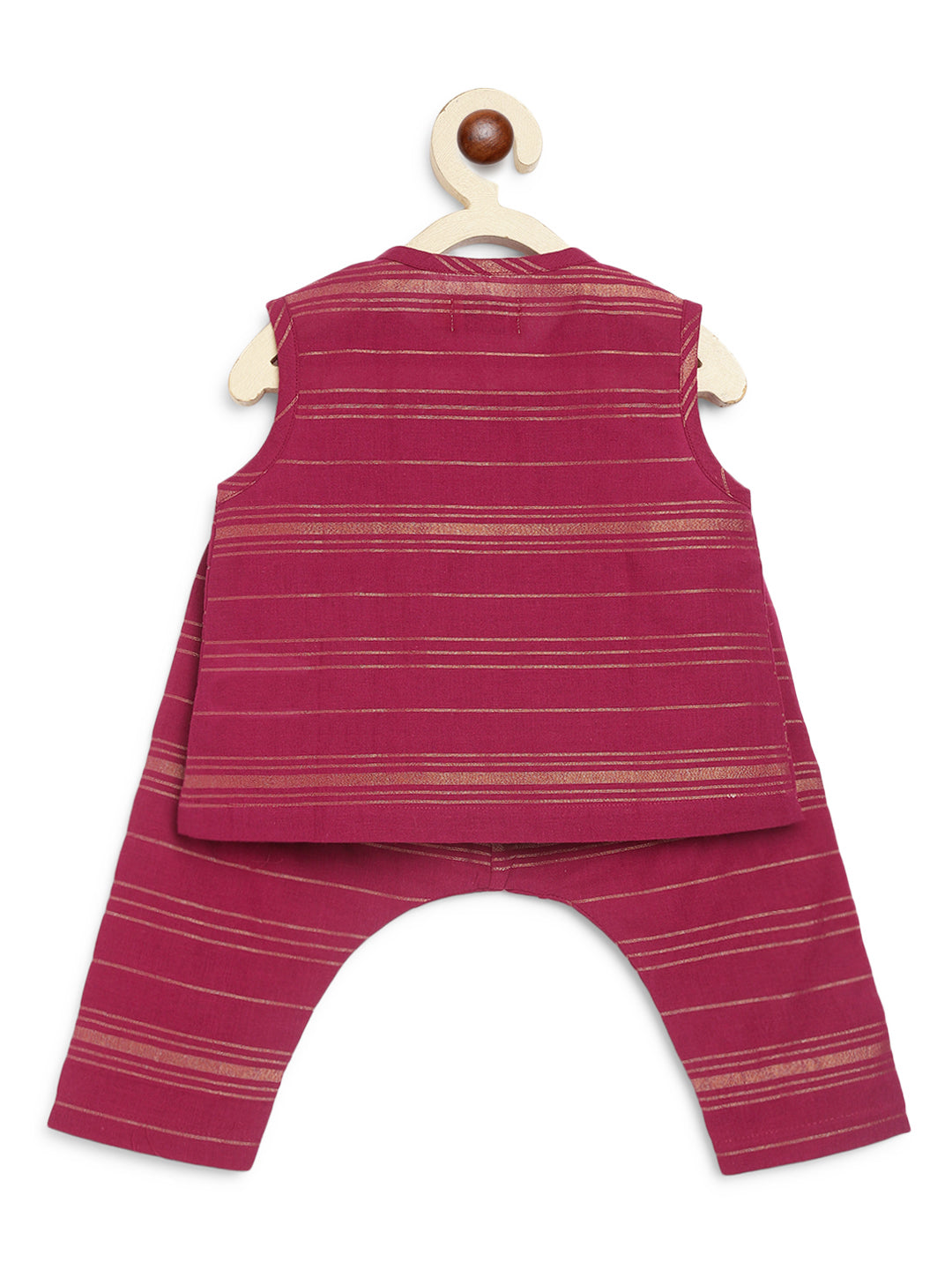 Unisex Zari Stripes Jhabla Set - Purple - Image 3