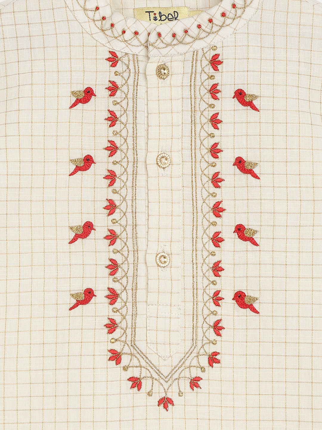 Chidiya Udd Zari Kurta Set - Cream - Image 13