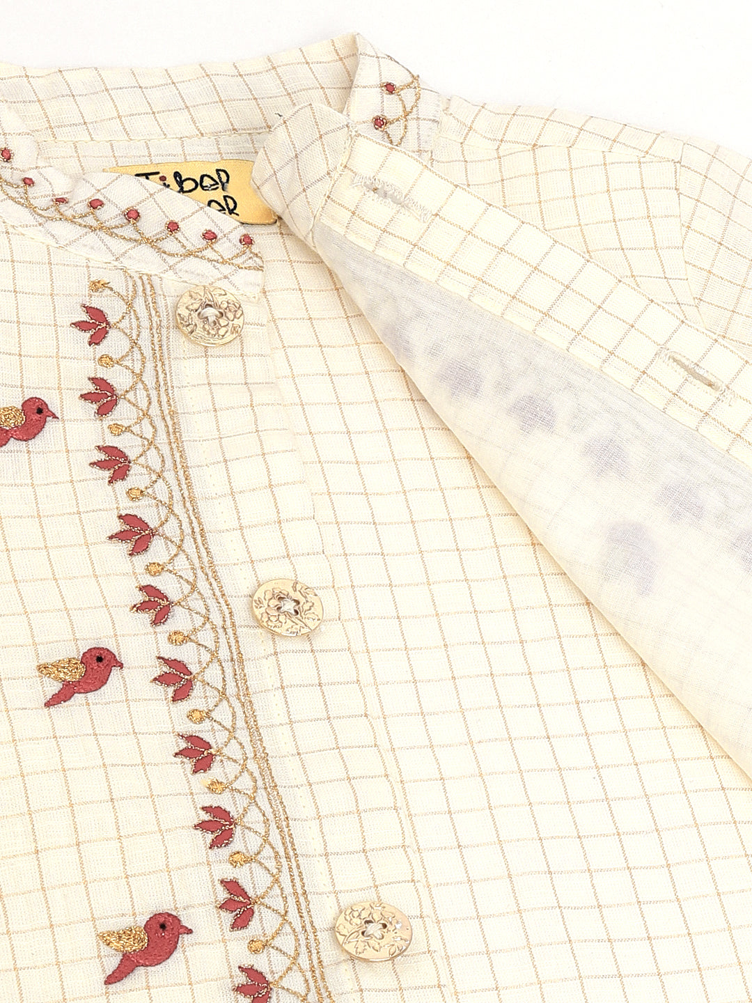 Chidiya Udd Zari Dhoti Set - Cream - Image 13