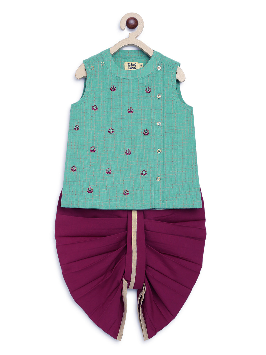 Imli ka Buta Dhoti Set - Green