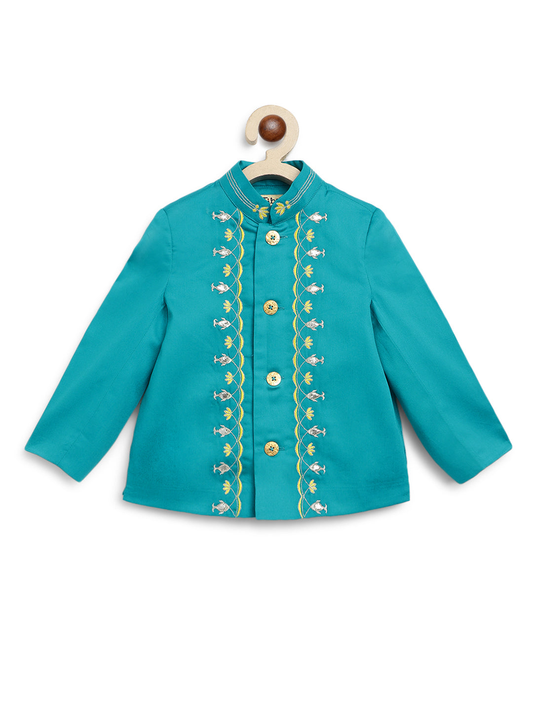 Baby Boy Fish Embroidery Jamna Set - Blue