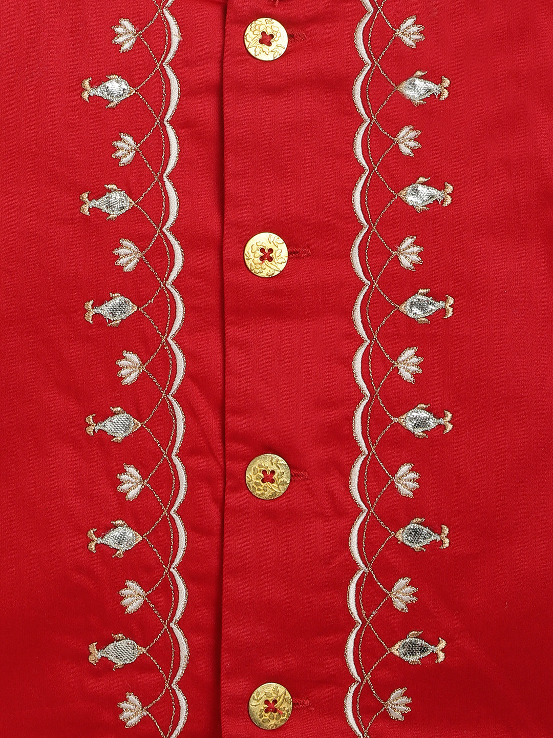 Baby Boy Fish Embroidery Jamna Set - Red